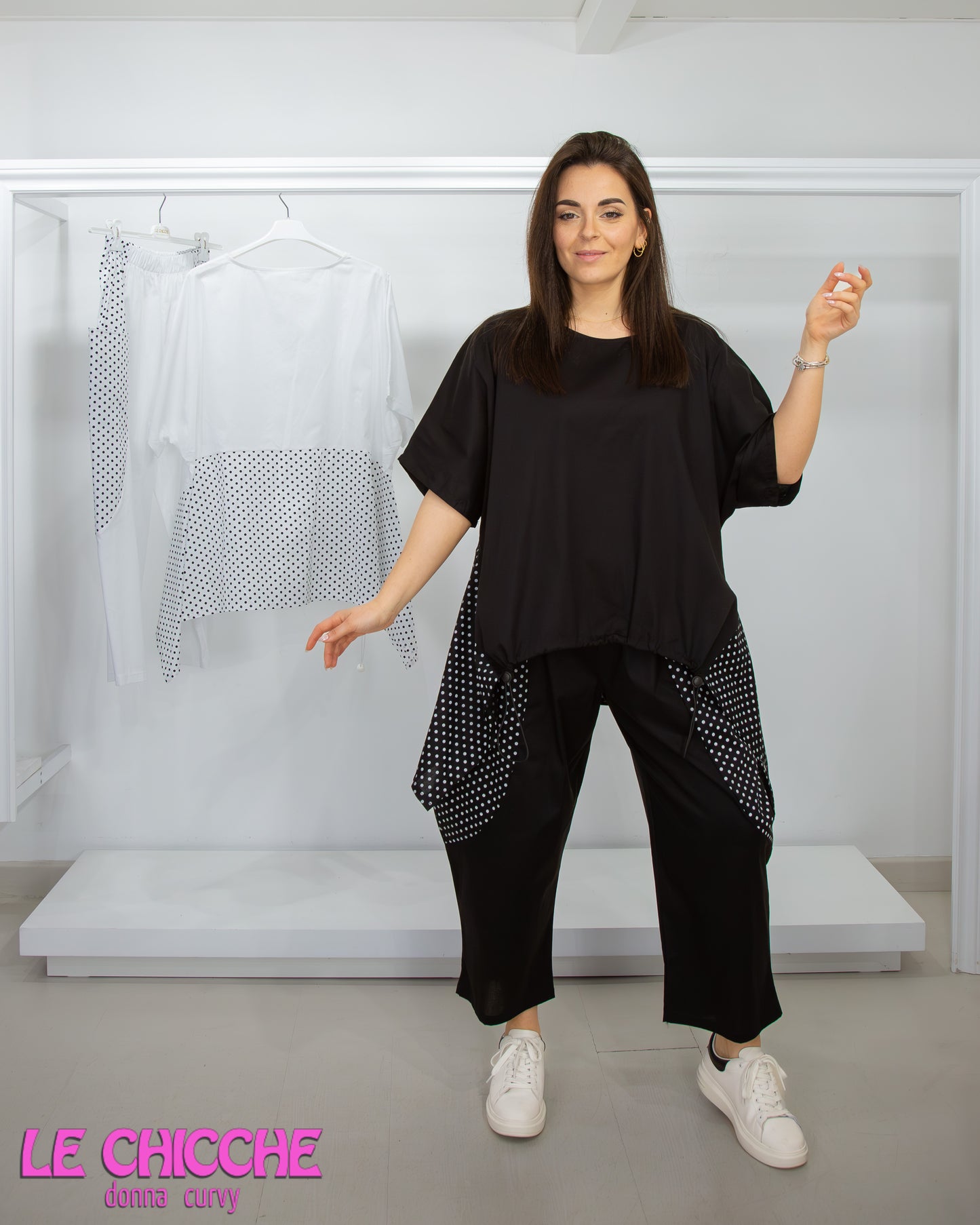 Casacca cotone leggero bolli con coulisse
