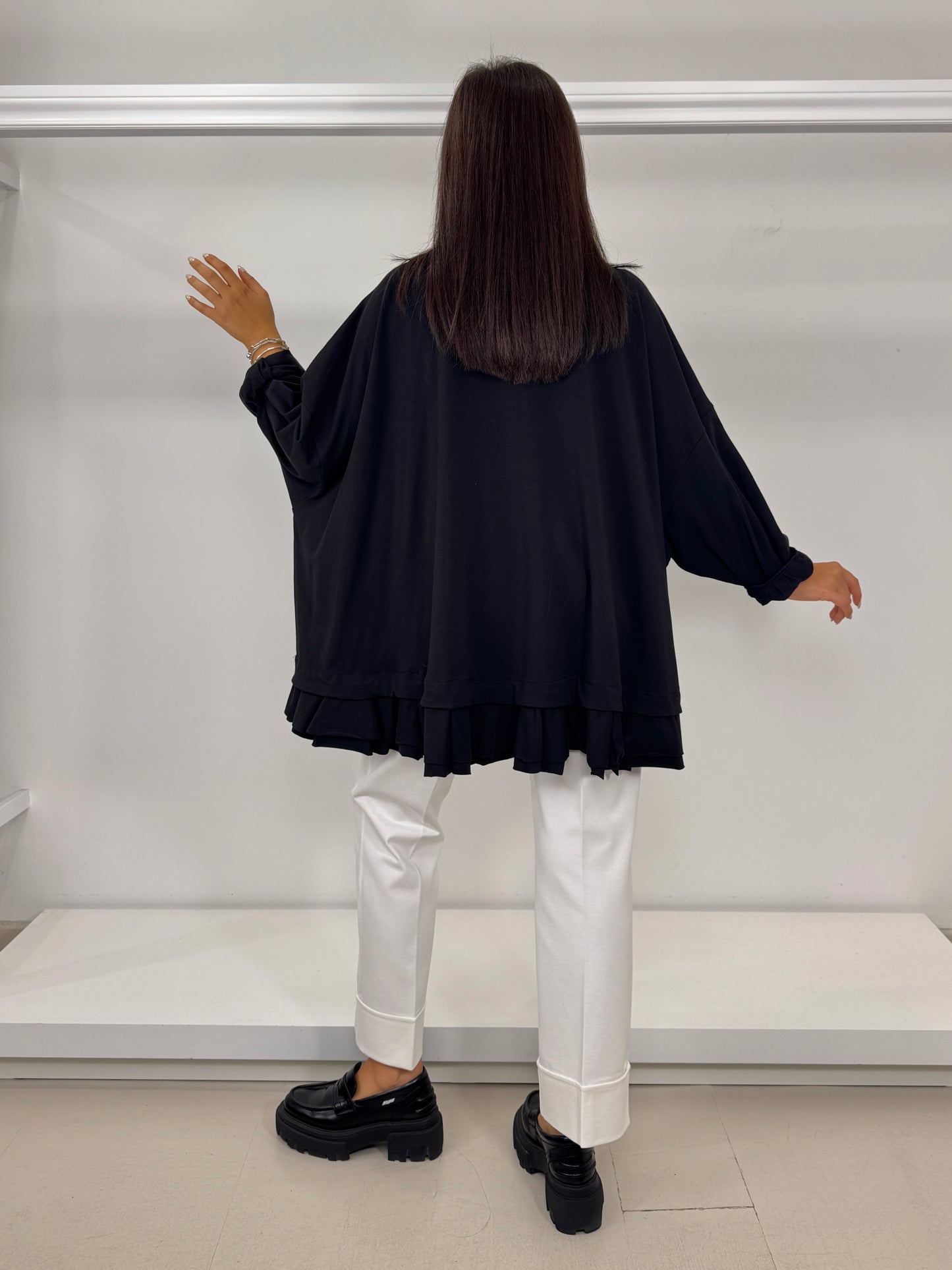 Pantalone punto milano viscosa con bordo