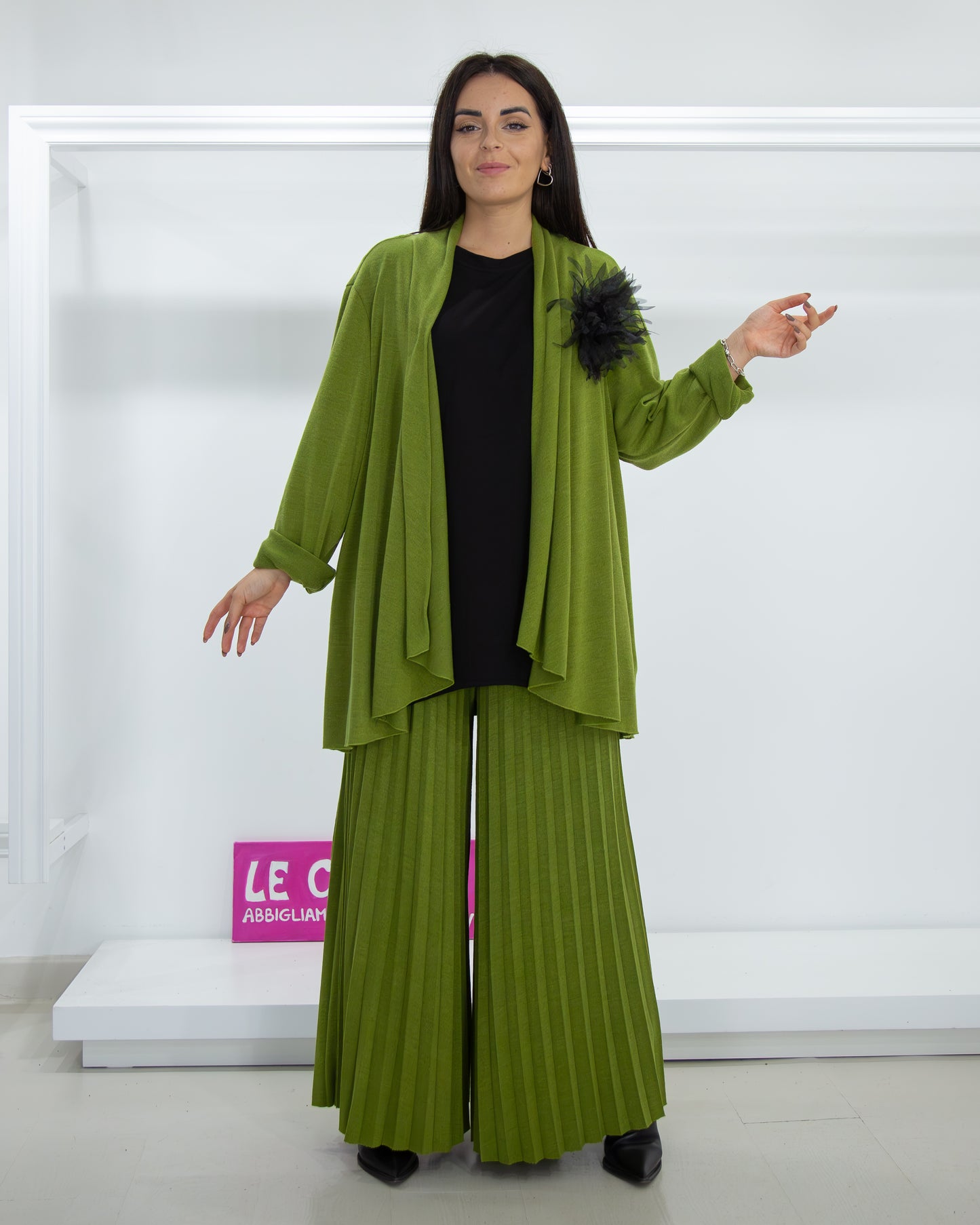 E.D. Pantalone in maglia plissé
