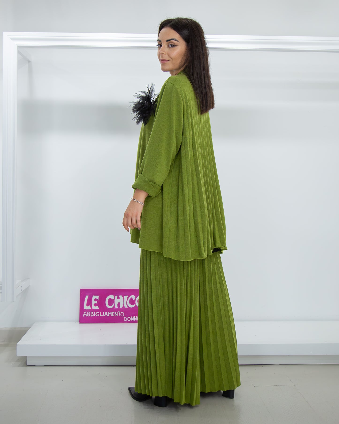 E.D. Pantalone in maglia plissé