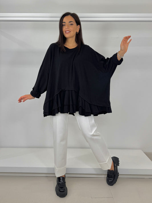 Pantalone punto milano viscosa con bordo
