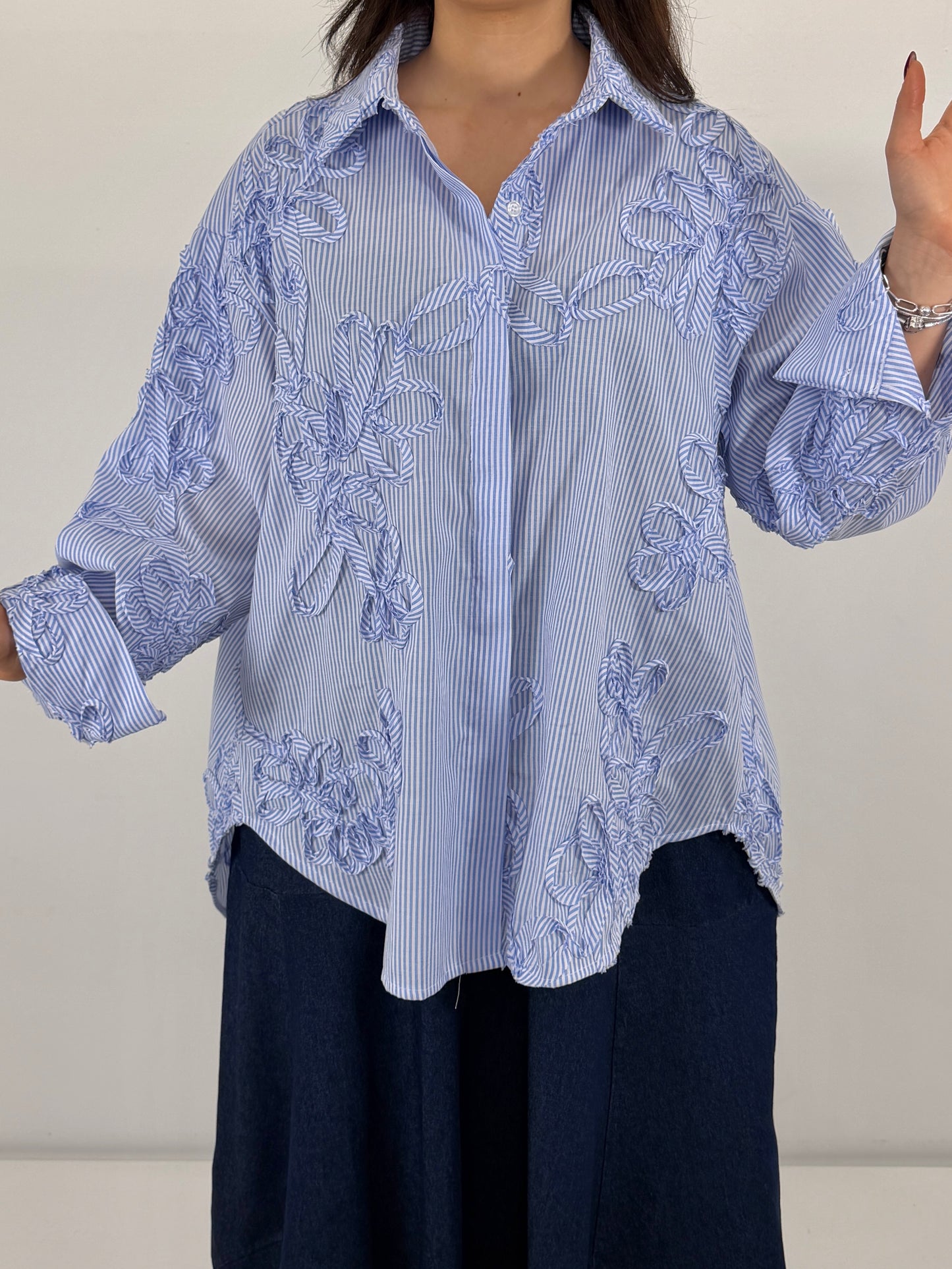 Camicia a righe lavorata