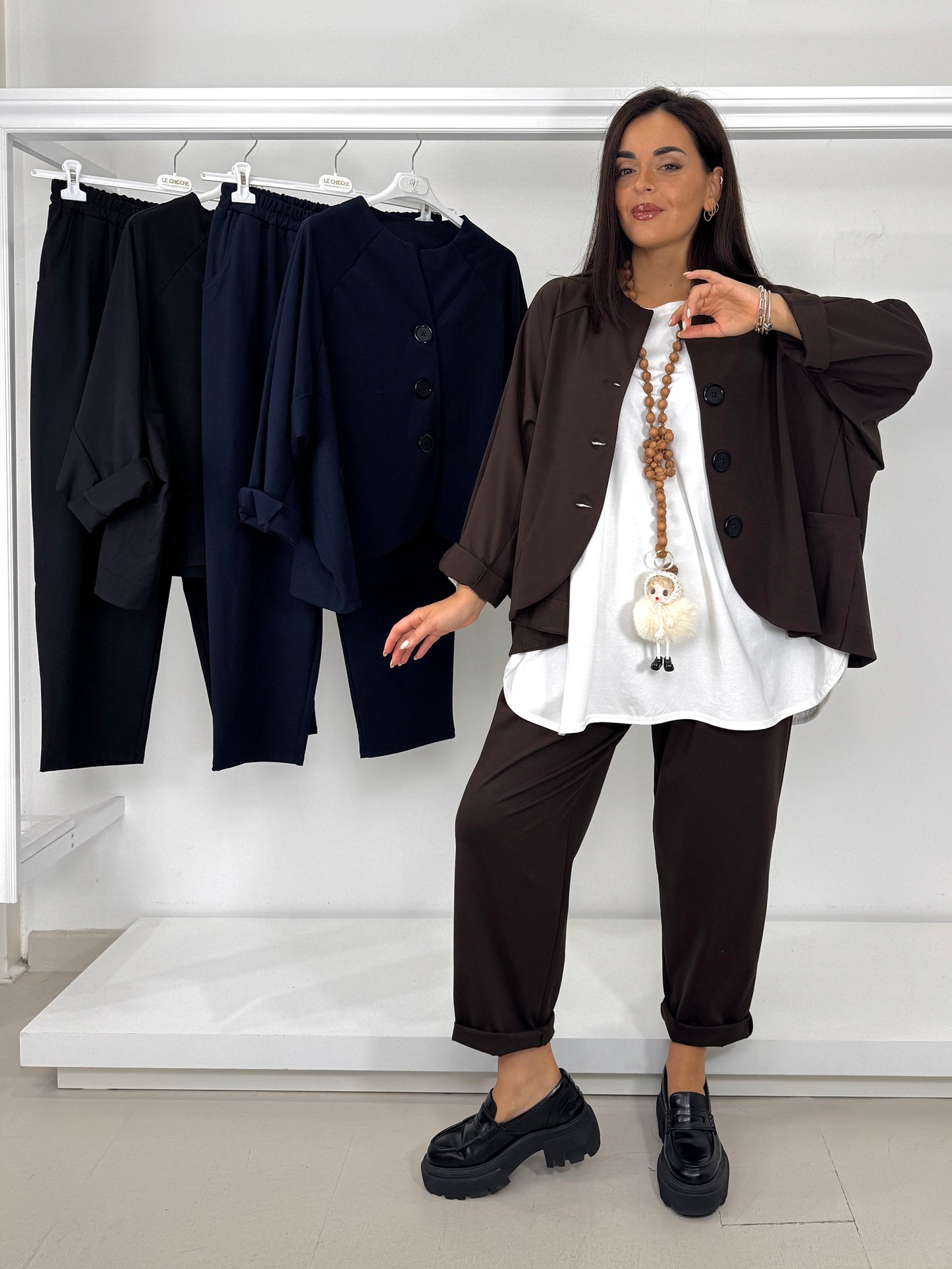 Pantalone over in punto milano cotone