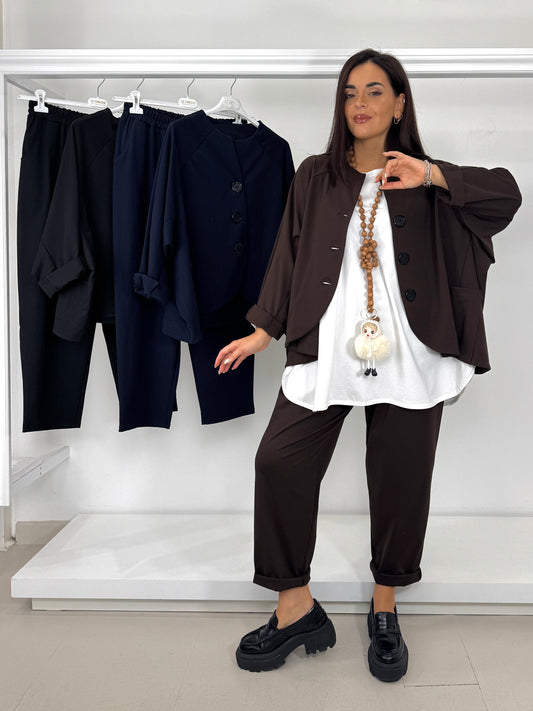 Pantalone over in punto milano cotone