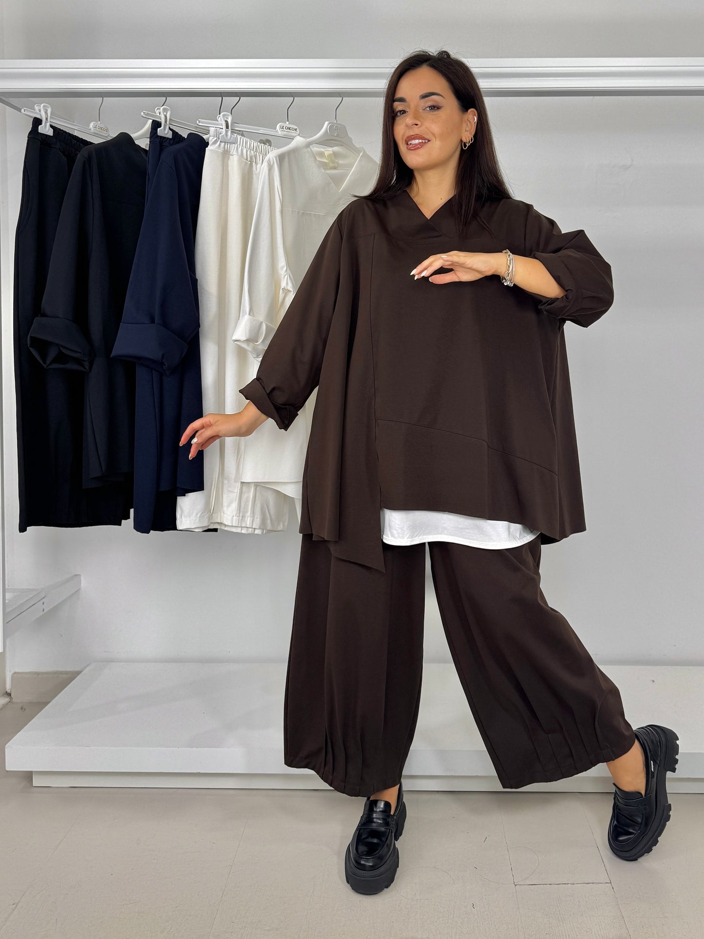 Pantalone pinzato punto milano cotone