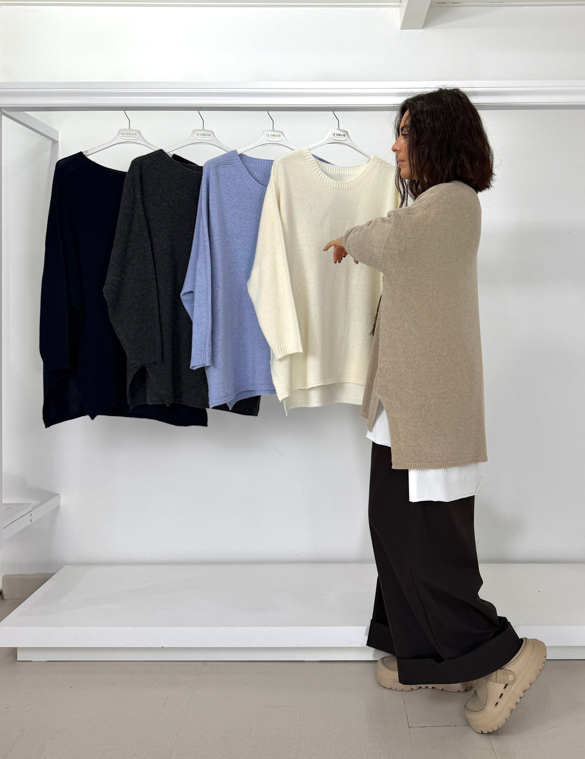 Pullover lana e cachemire con spacchi