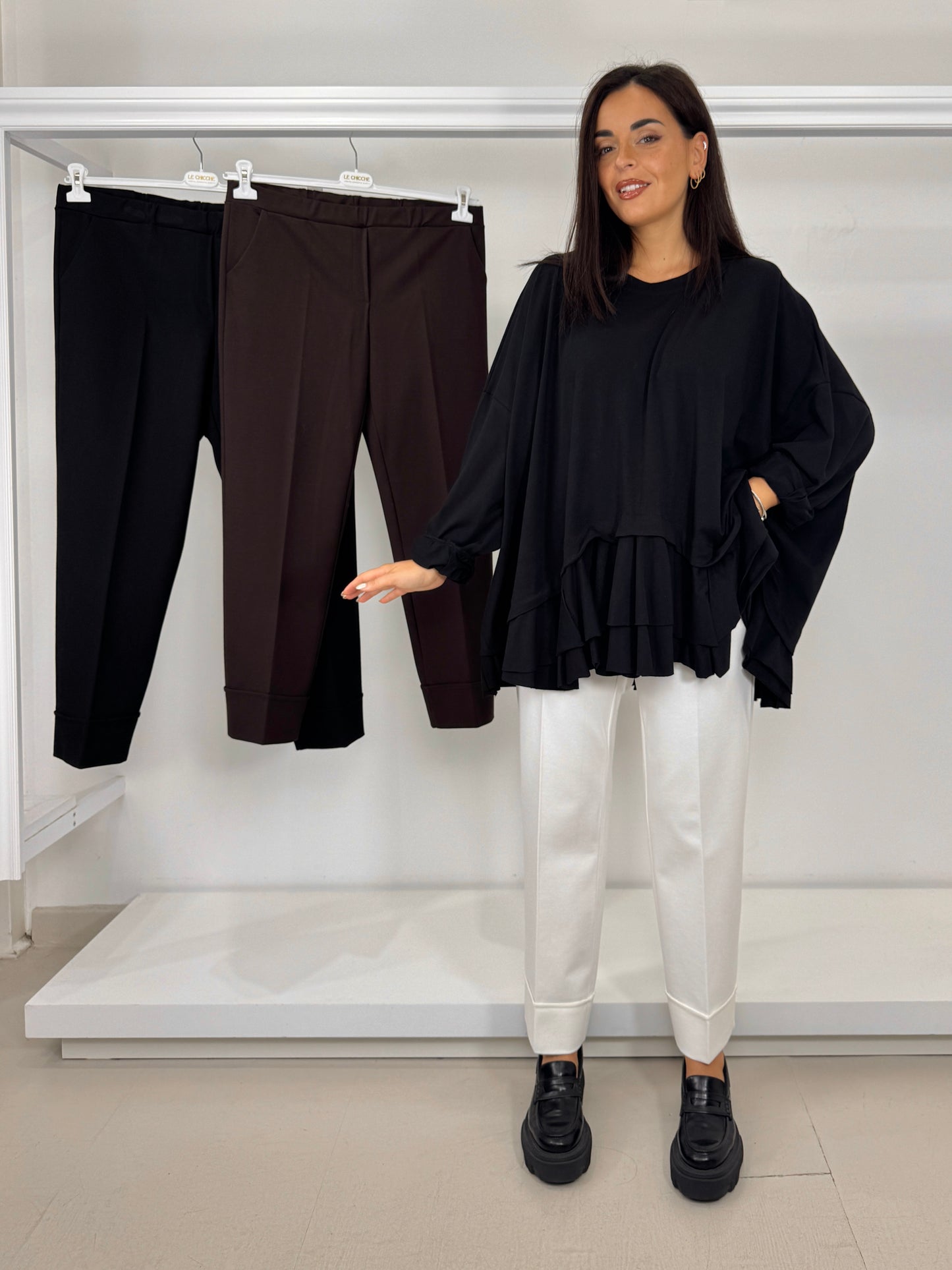 Pantalone punto milano viscosa con bordo