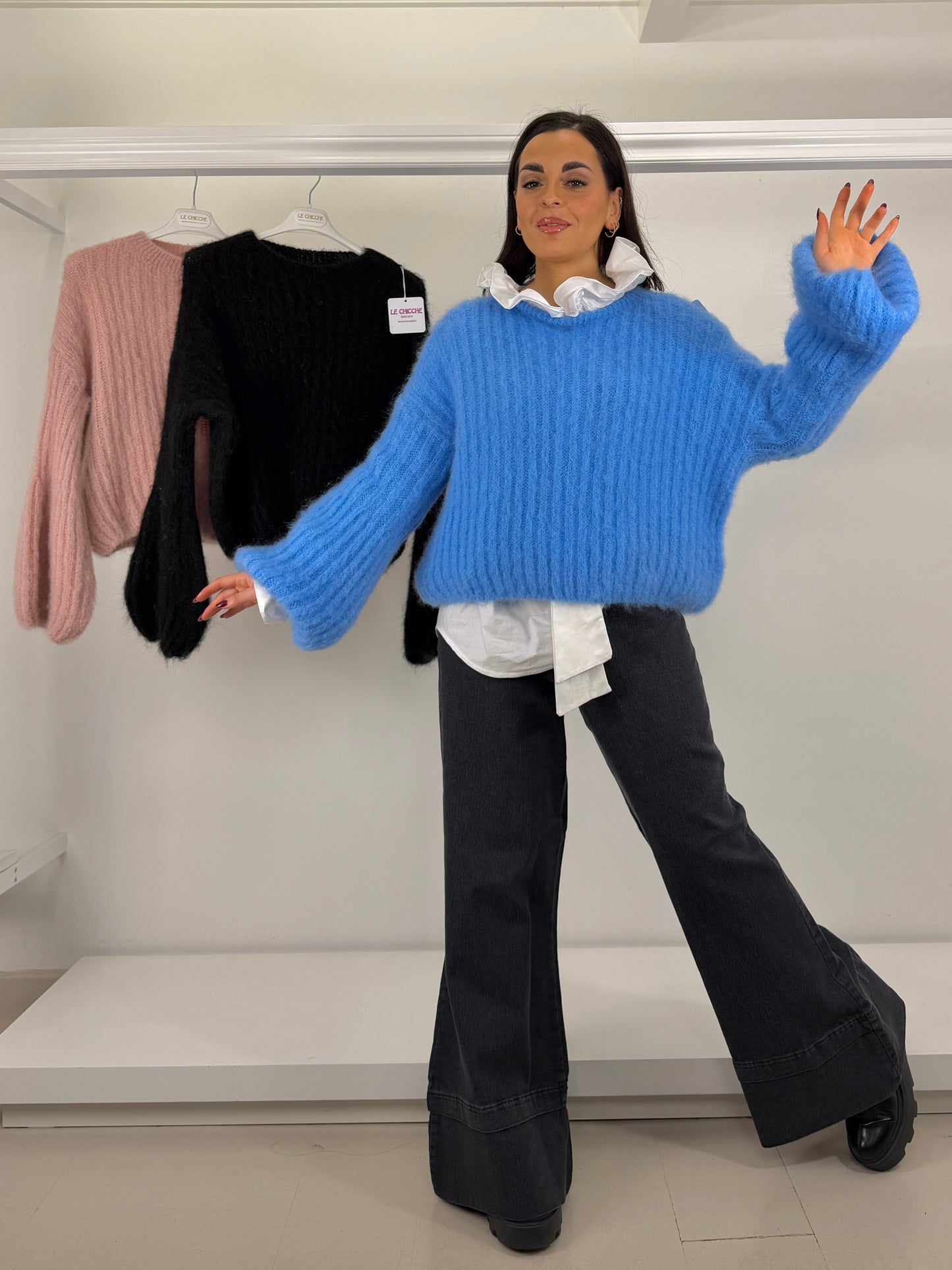 Pullover manica a fiaschetto