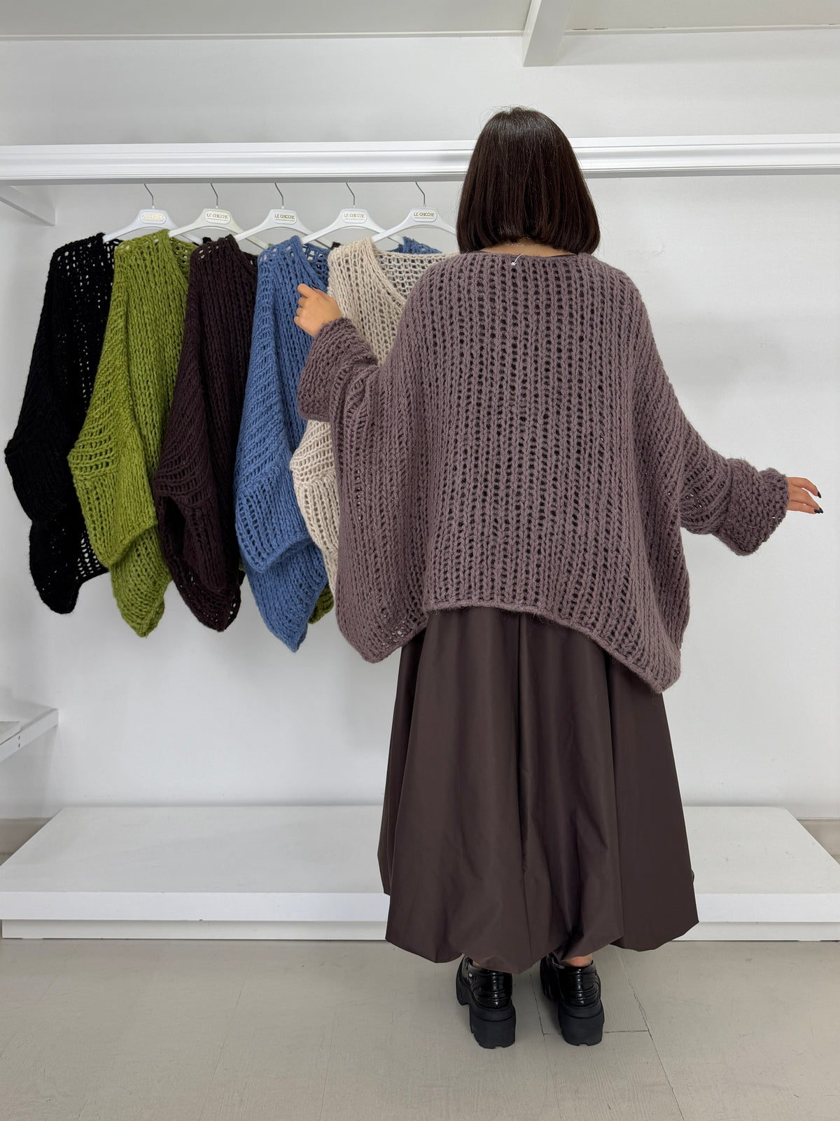 Pullover scollo v misto lana e mohair