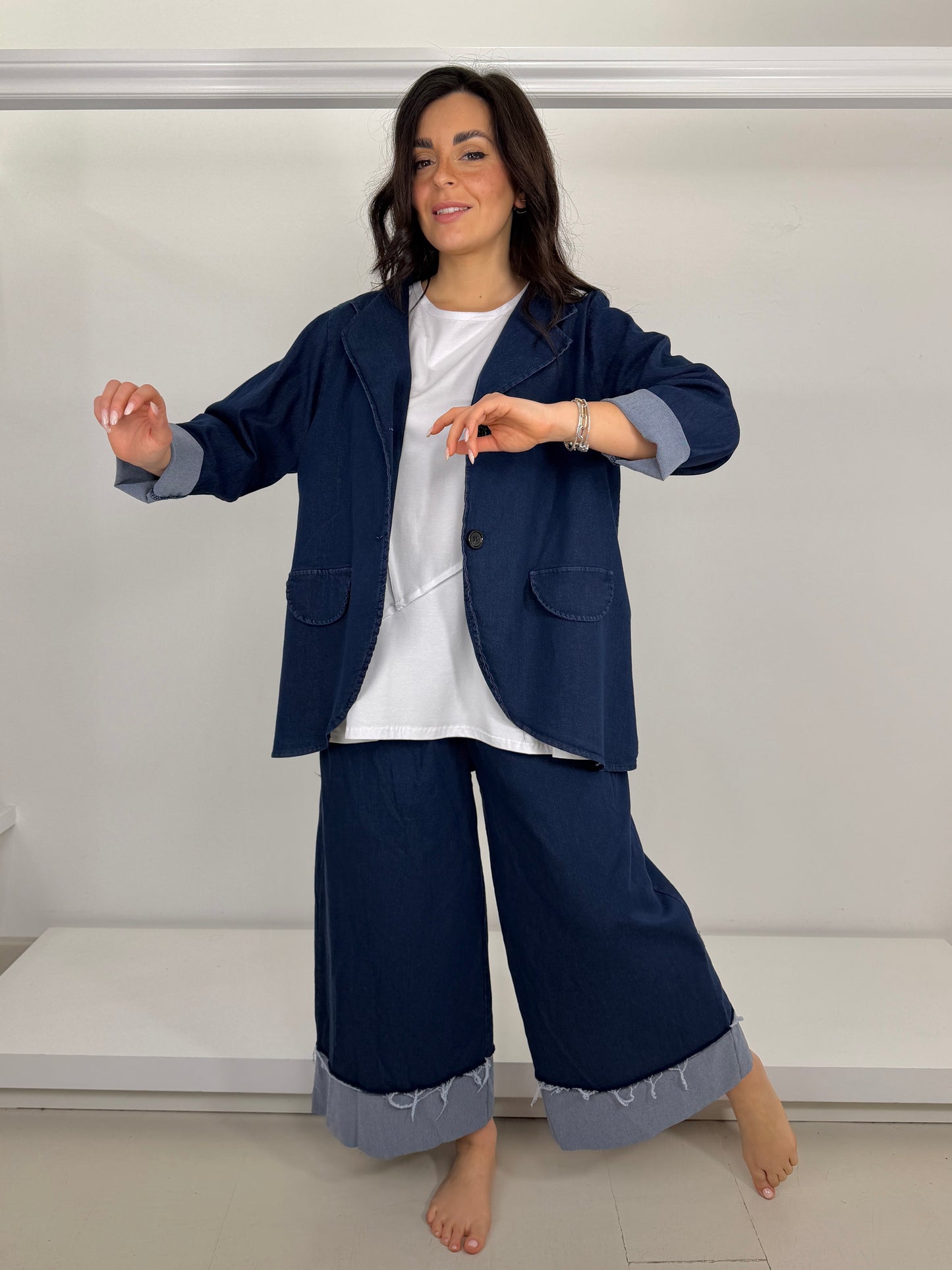 Jeans elasticizzato gamba larga