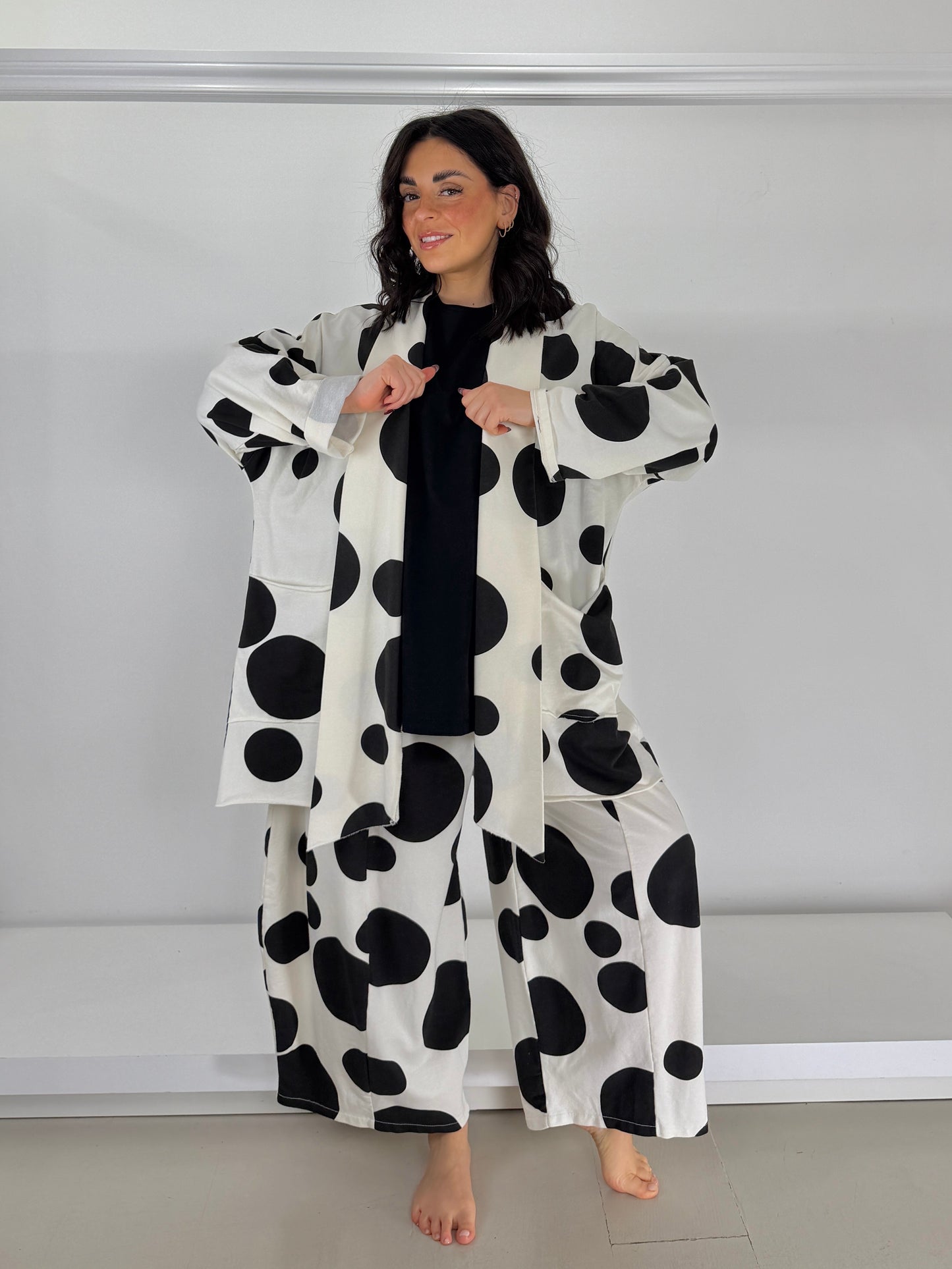 Cardigan garzato bolli