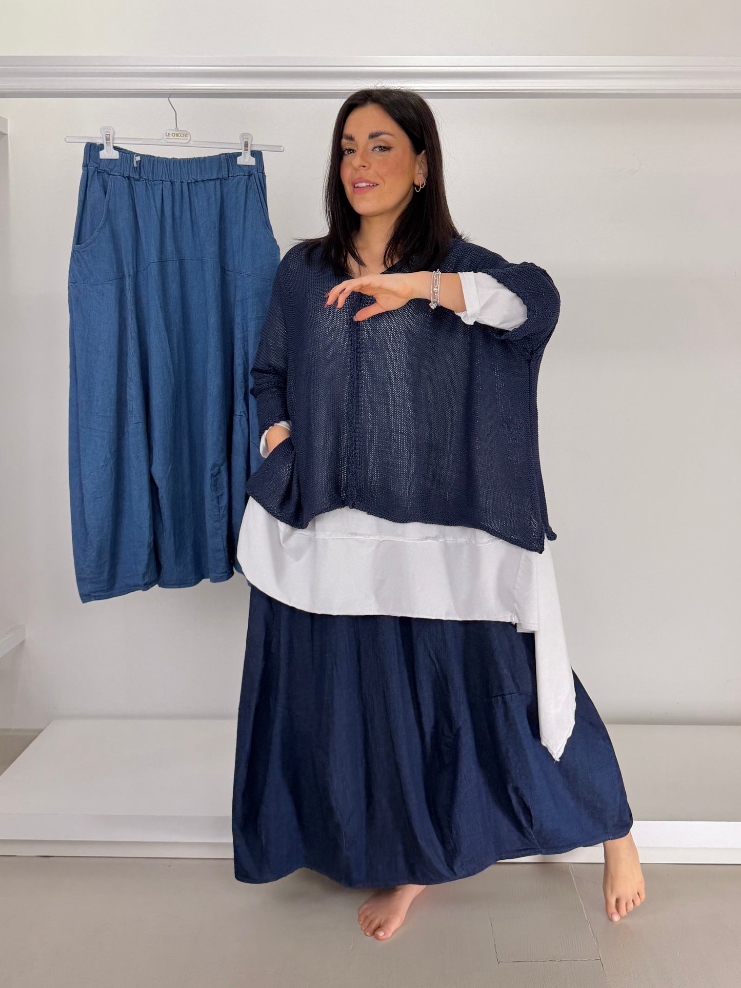 Gonna ampia jeans leggero