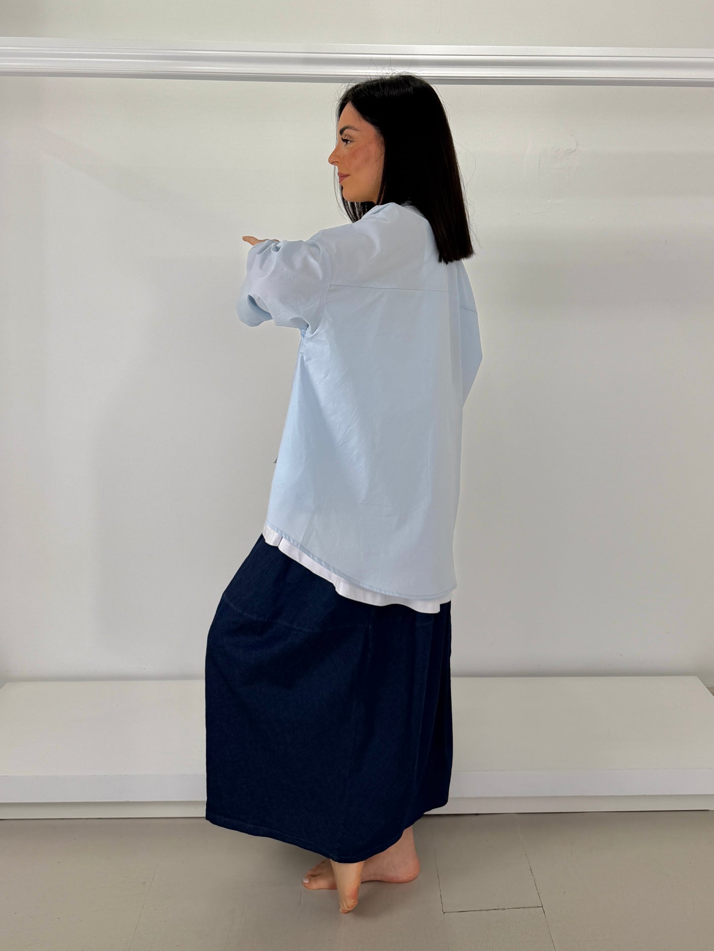 Gonna ovetto jeans leggero