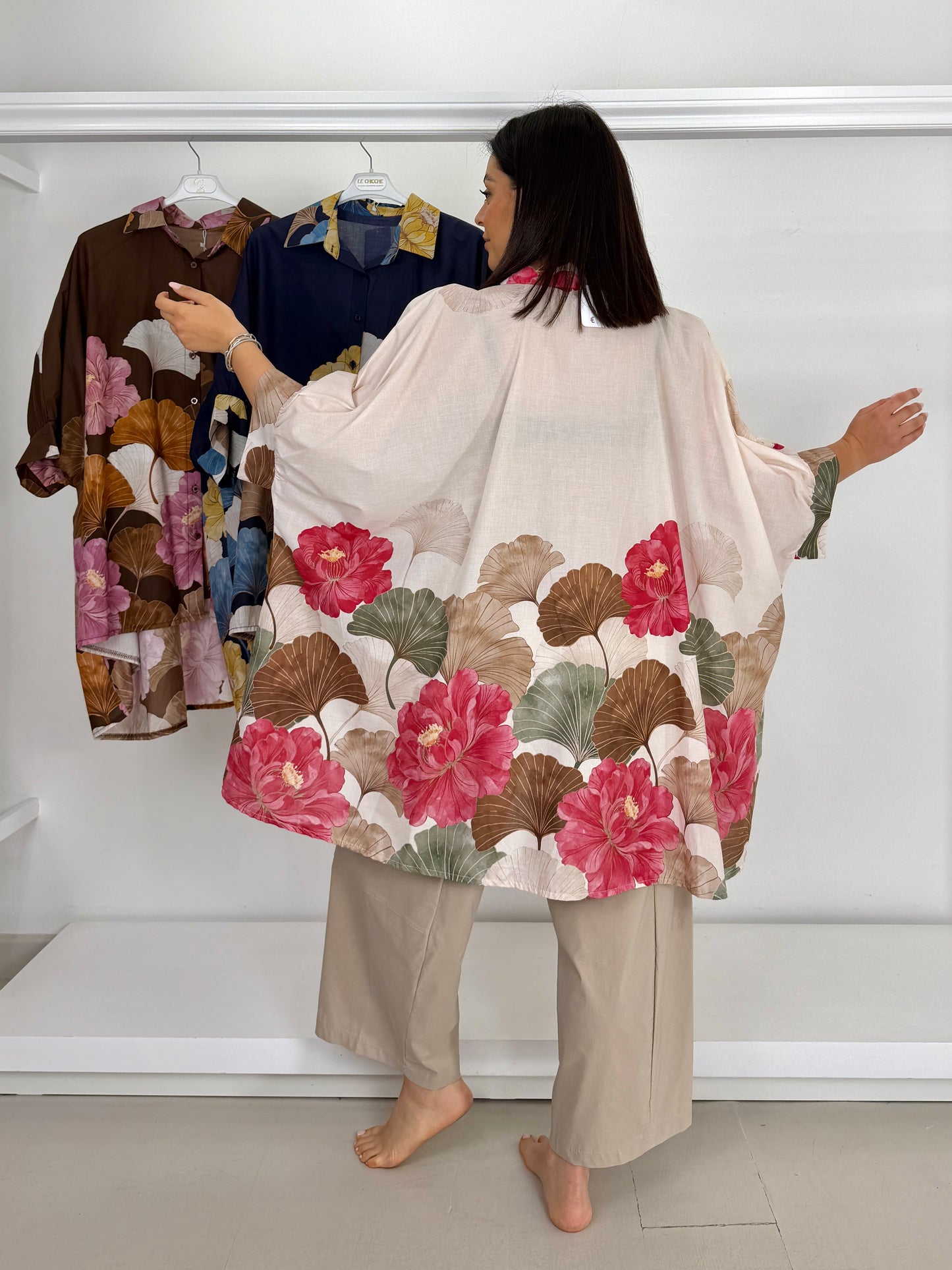 Maxi camicia stampa floreale