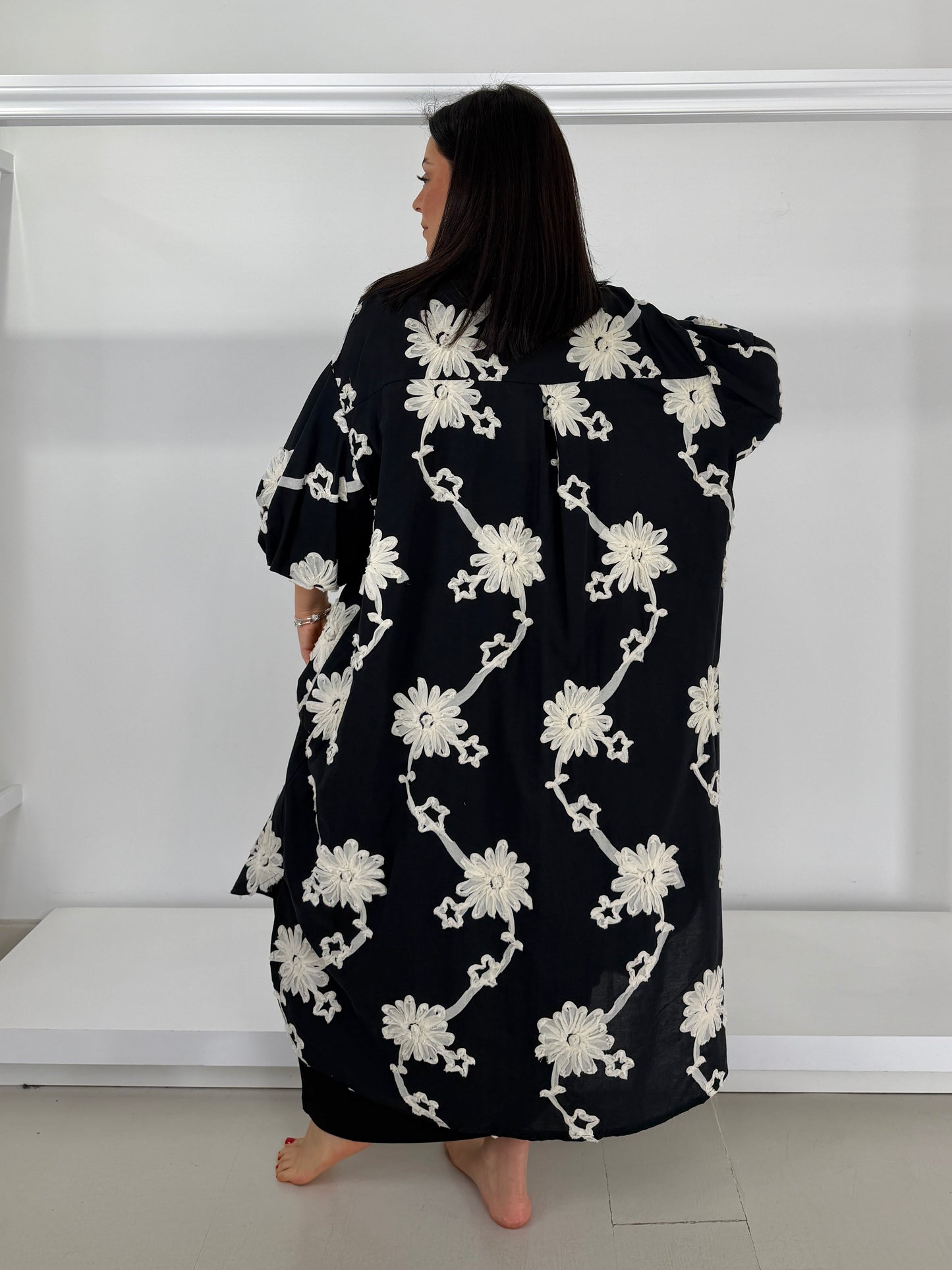 Abito chemisier tessuto lavorato a fiori