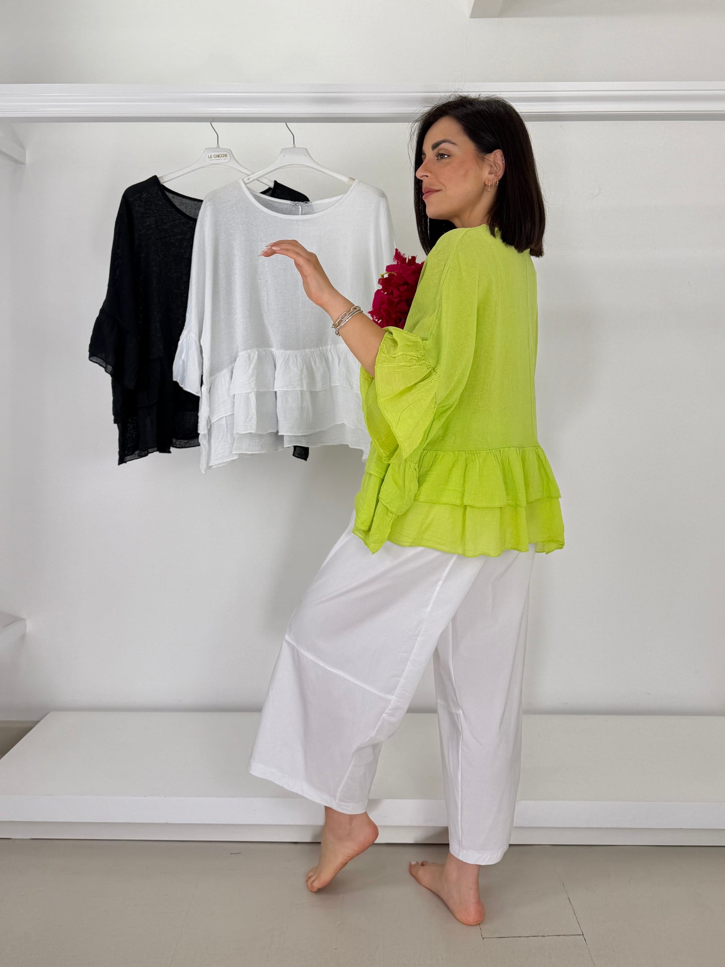 Casacca con balzine misto lino e cotone