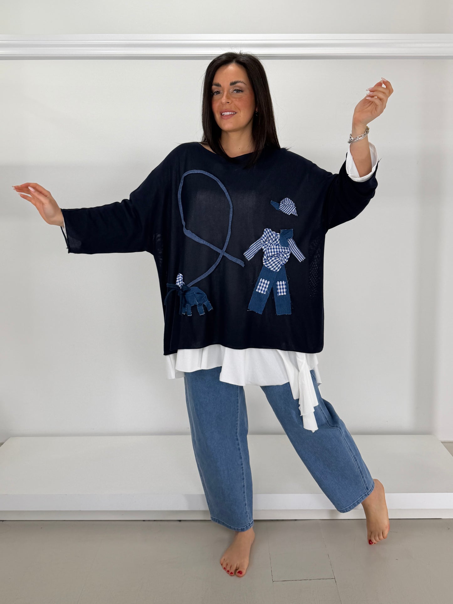 Maglia in filo scatoletta applicazione a mano