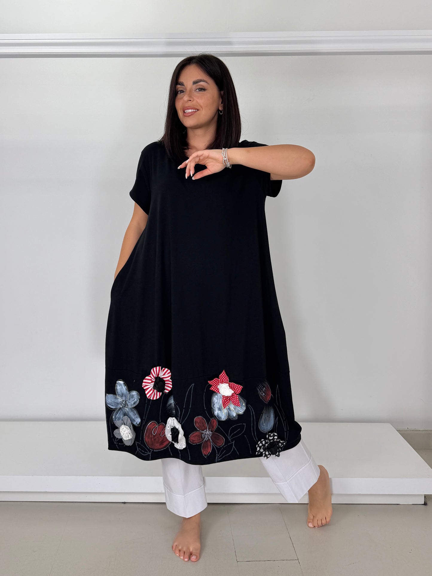 Pantalone in bengalina con bordo
