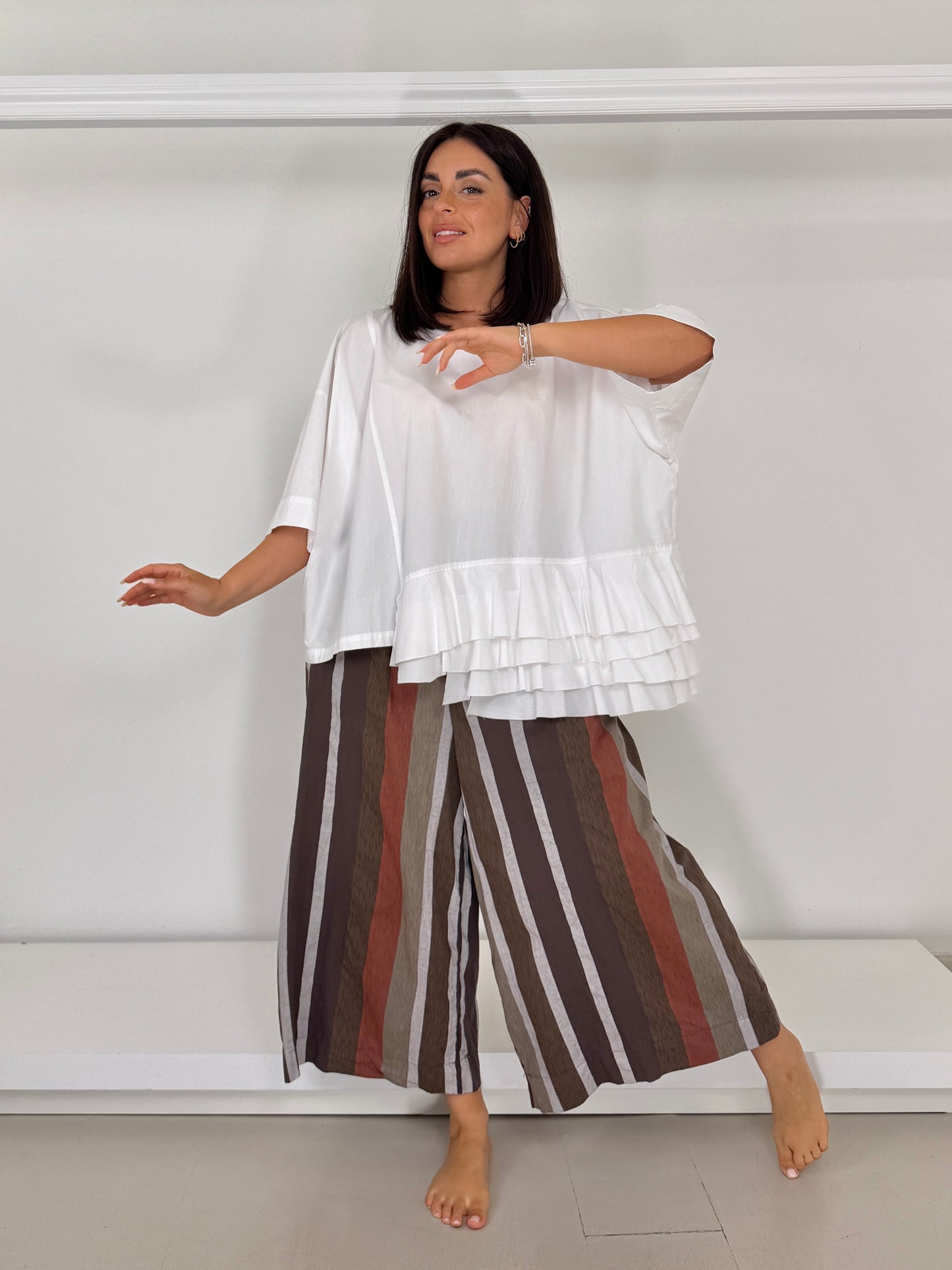 Pantalone in cotone rigato