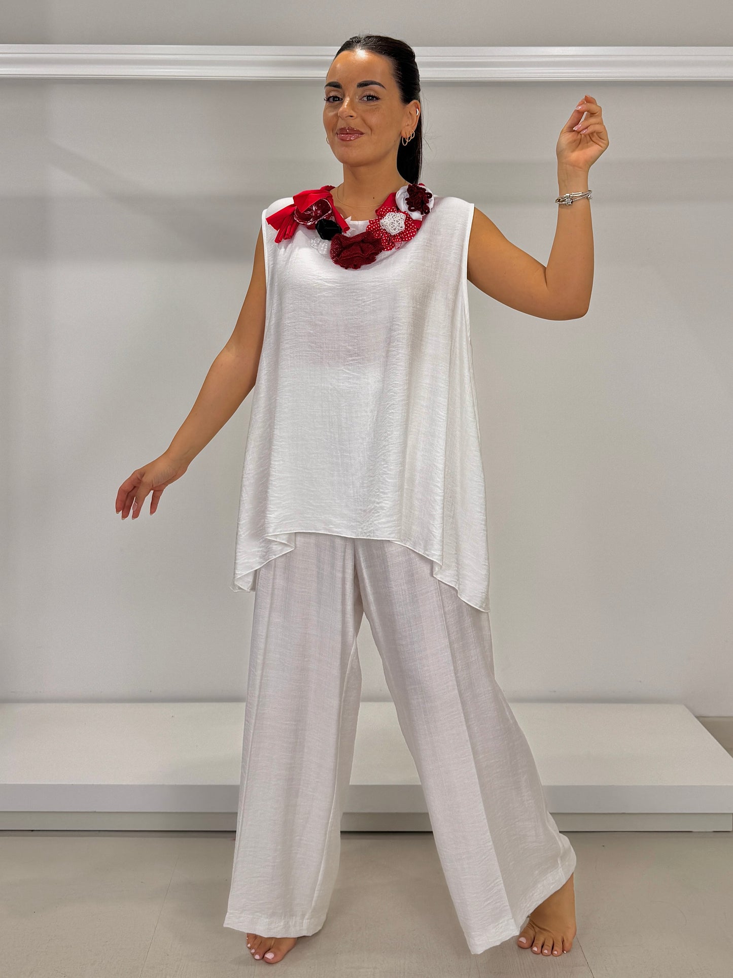 Pantalone fiocco di viscosa gamba larga