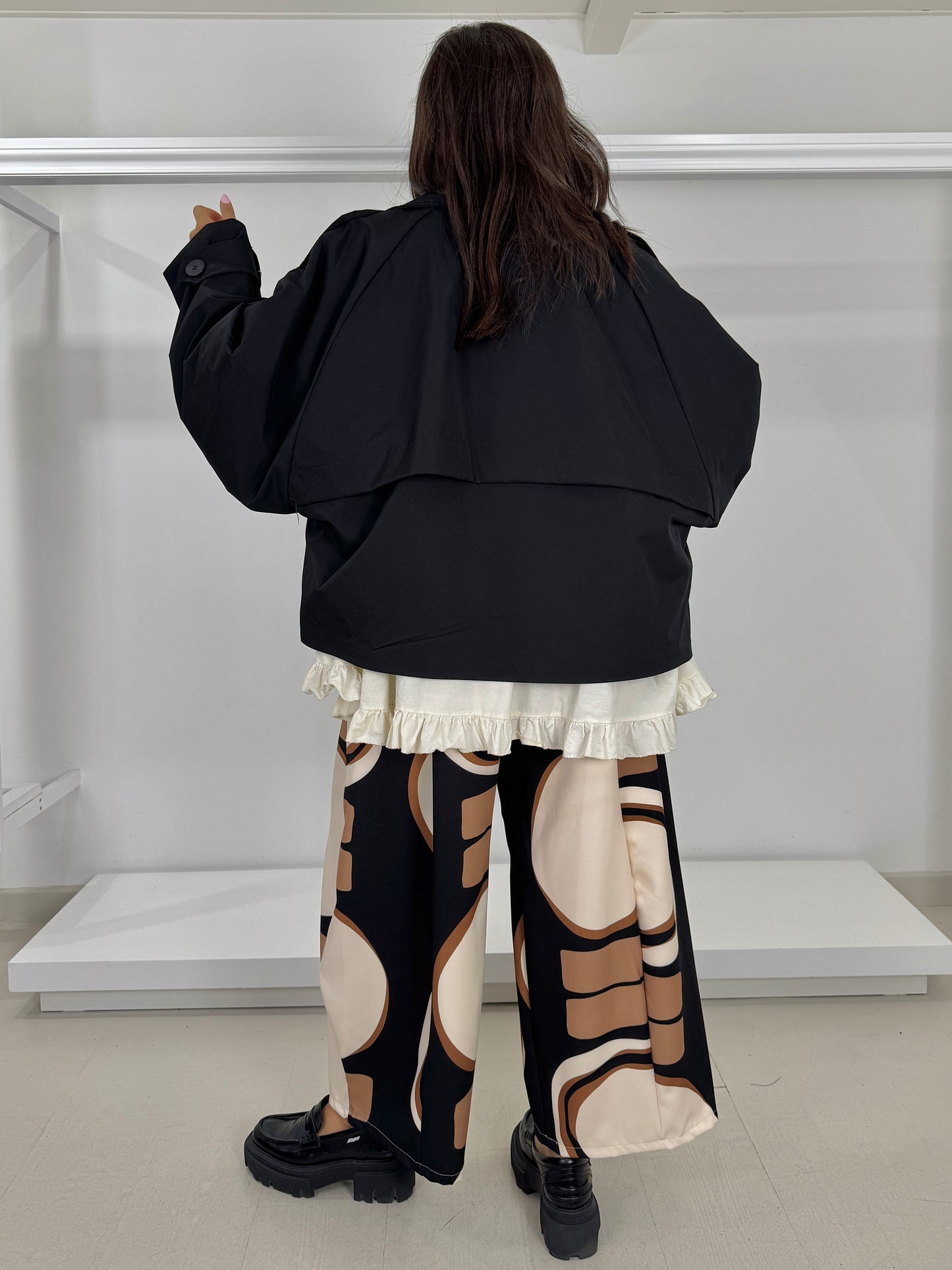 Pantalone gamba larga ovetto fantasia