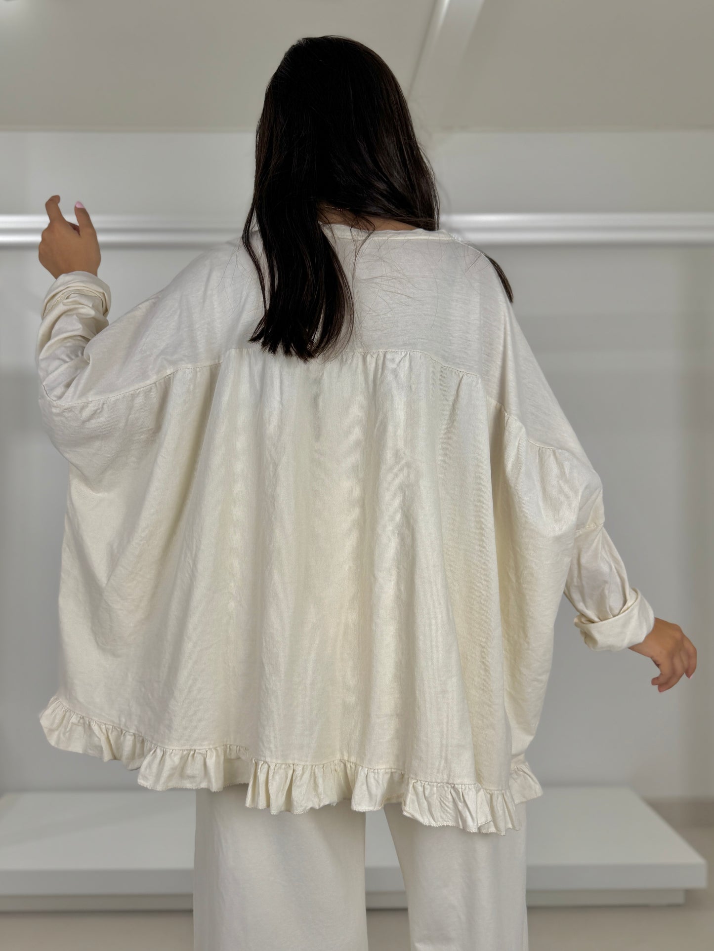 Maglia due tessuti con balzina