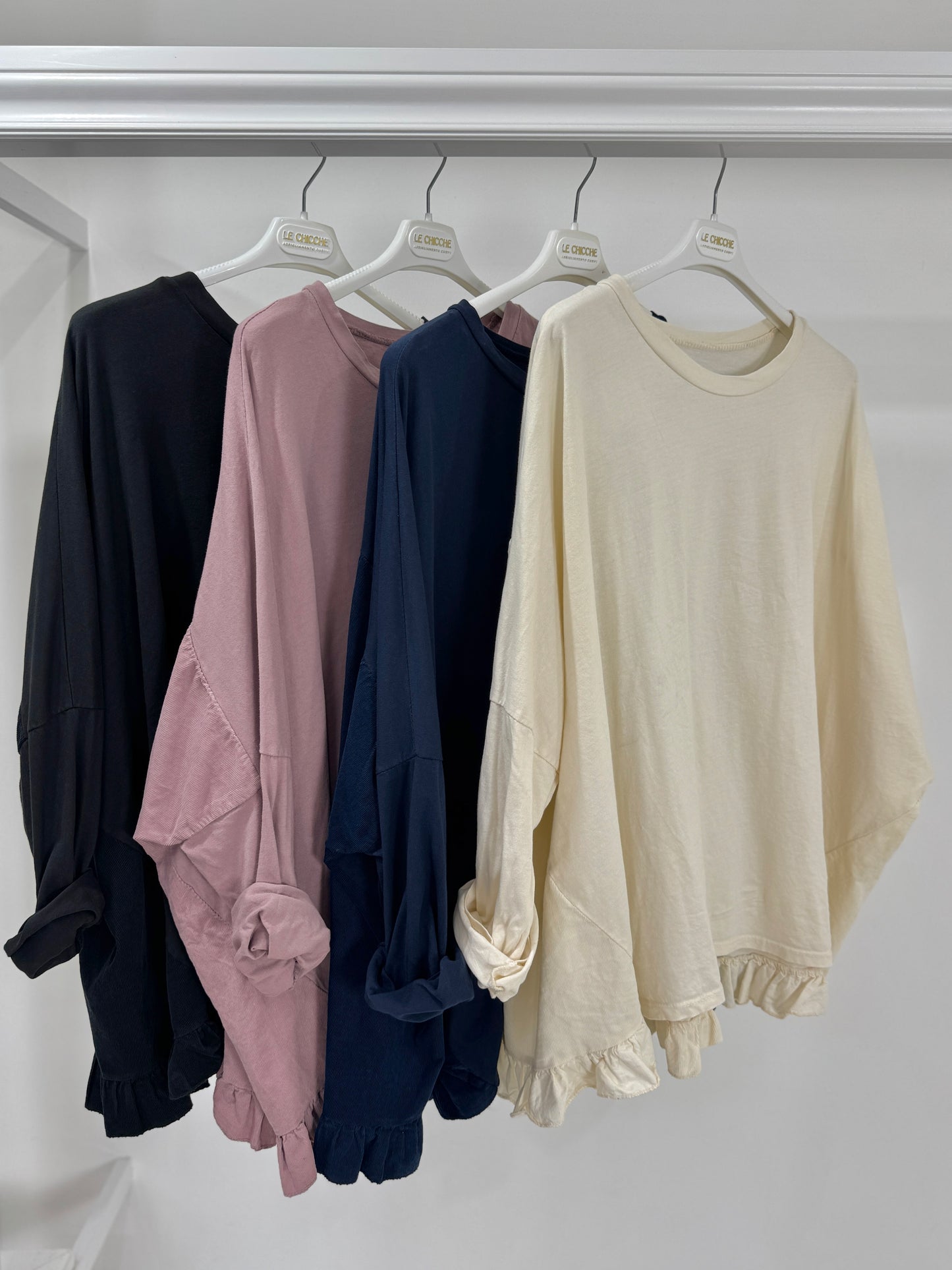 Maglia due tessuti con balzina