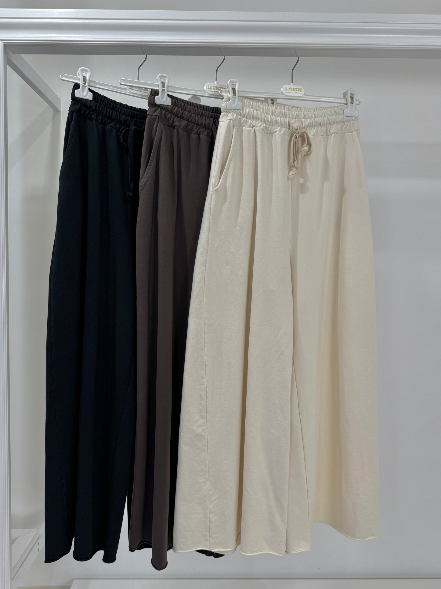 Pantalone gamba larga cotone garzato