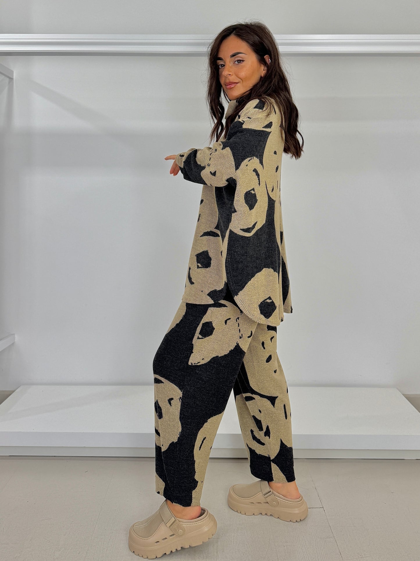 NOEN Pantalone fantasia astratta