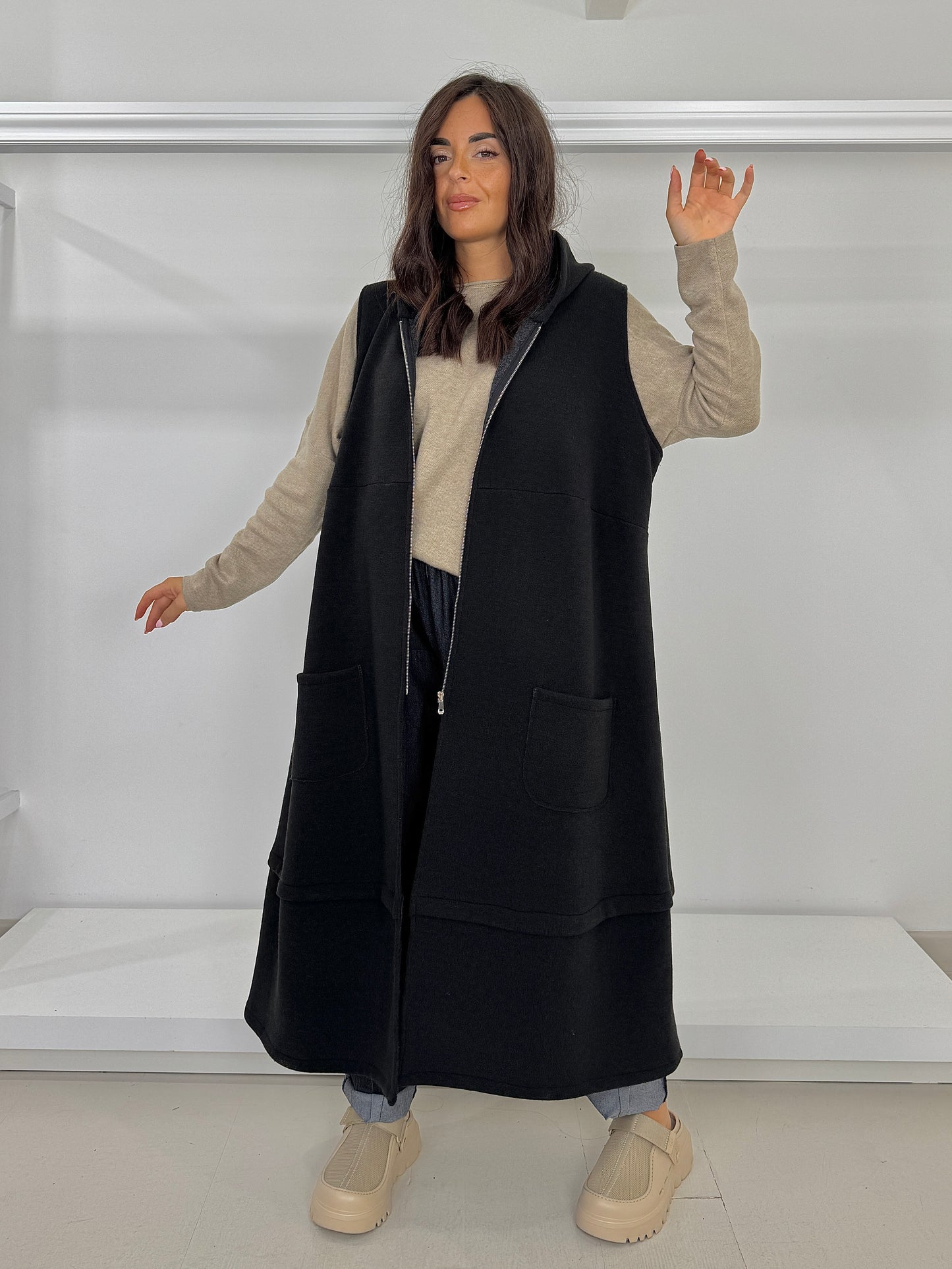 DOLCEMENTE CURVY gilet lungo in maglia
