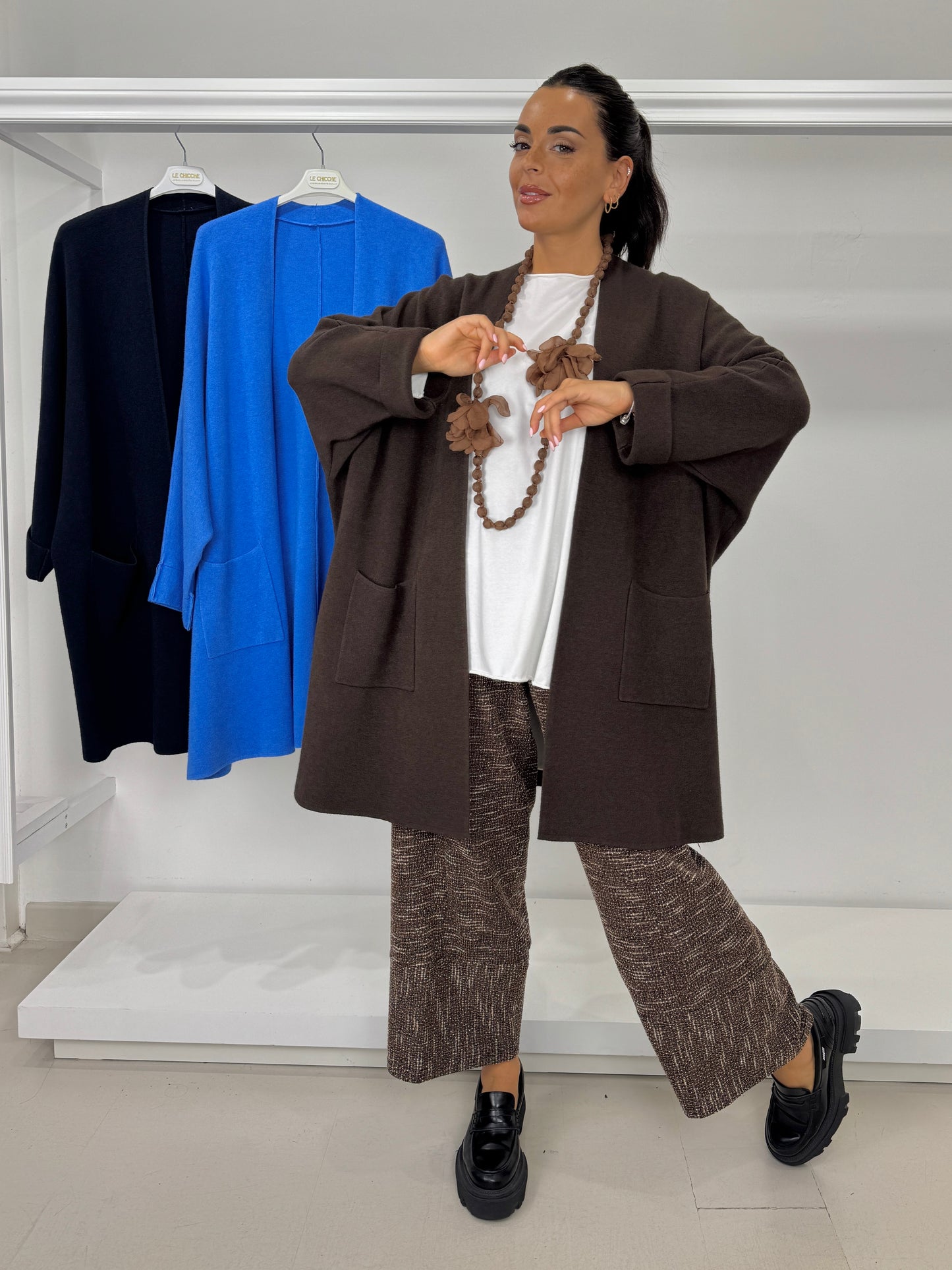 DOLCEMENTE CURVY pantalone a T tessuto chanel