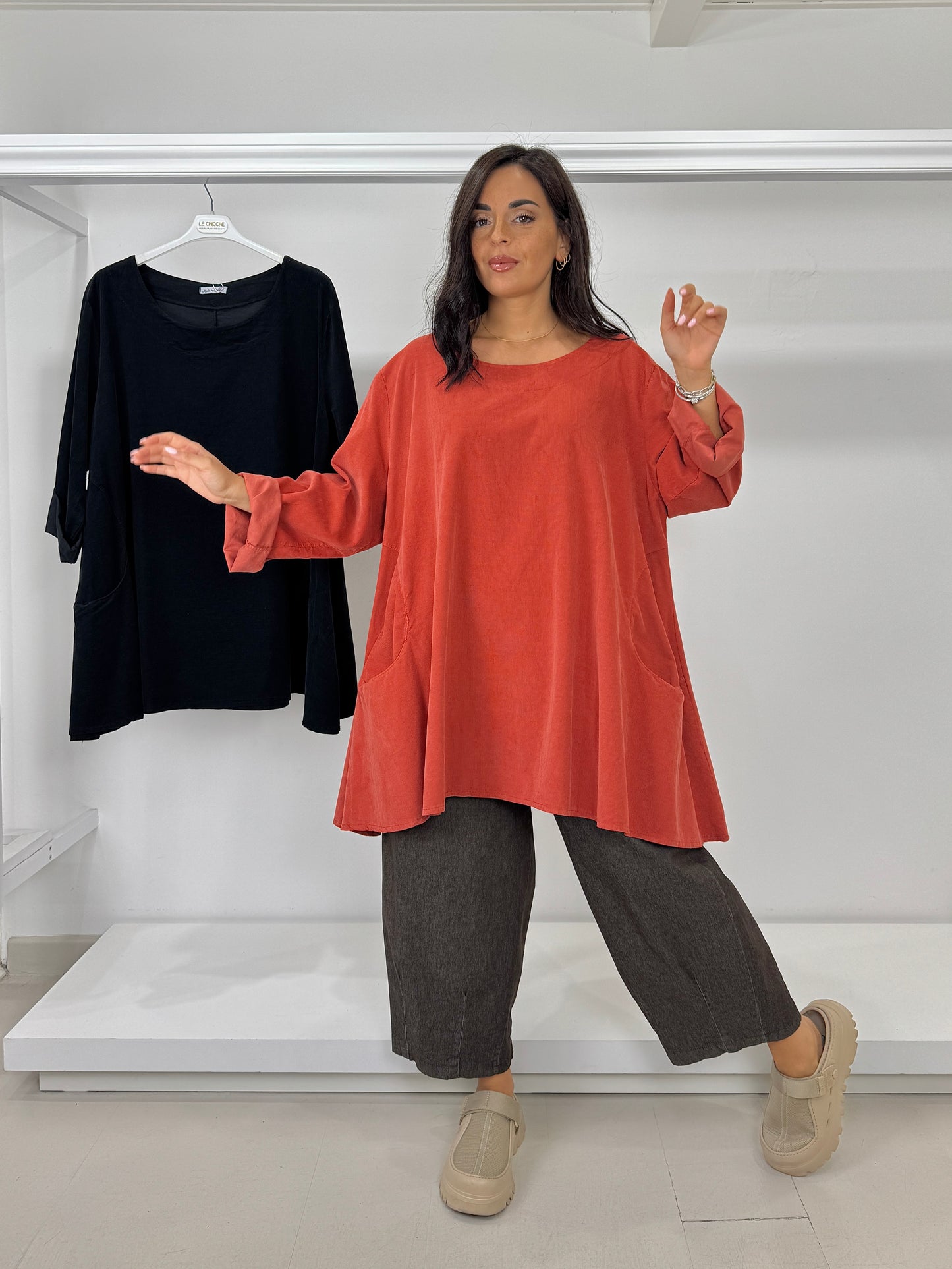 Pantalone ovetto effetto jeans elasticizzato
