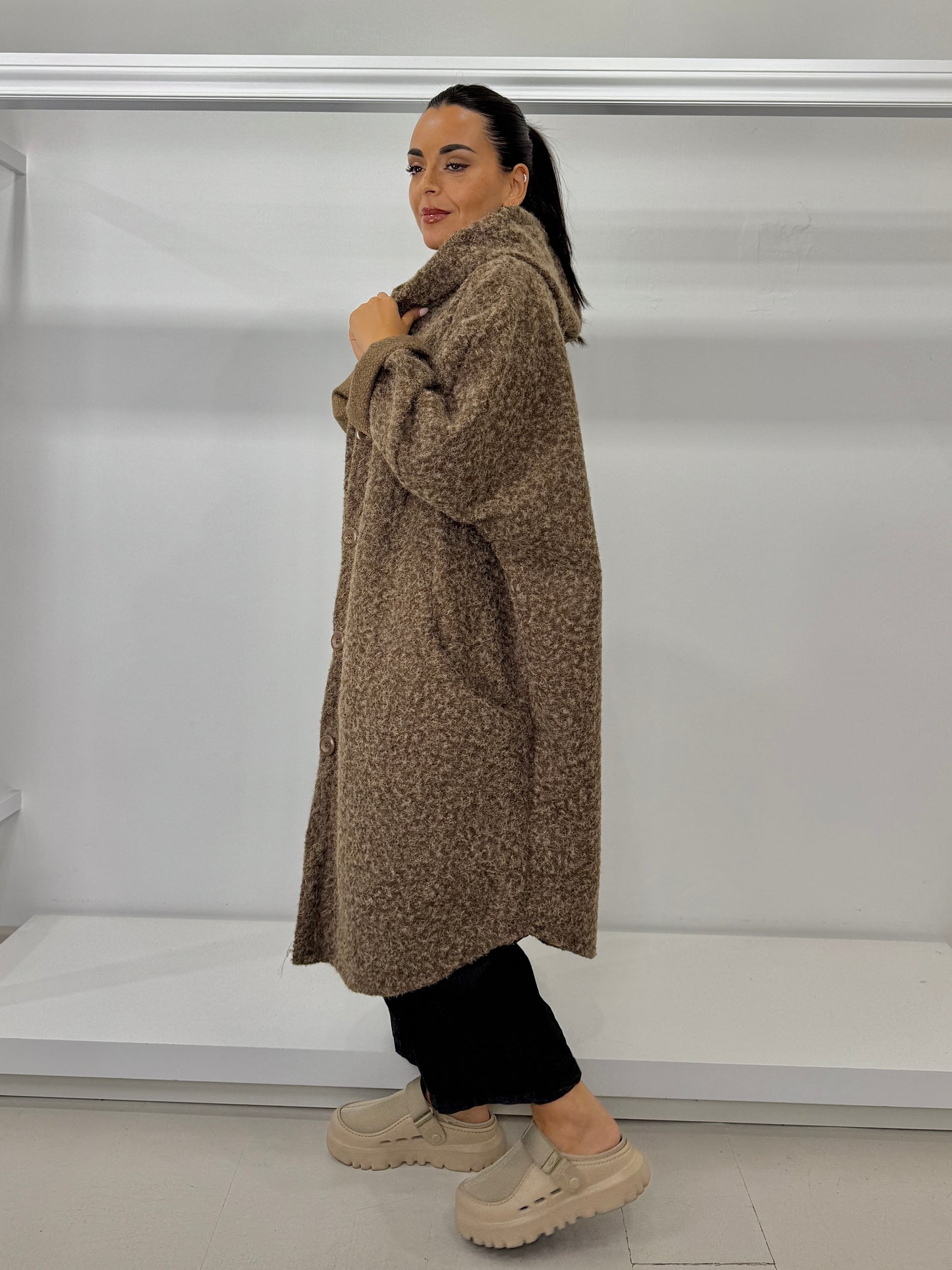 Cappotto over ovetto bouclé