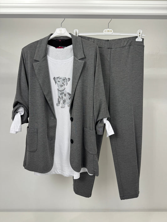 SOPHIA Pantalone piquette elasticizzato