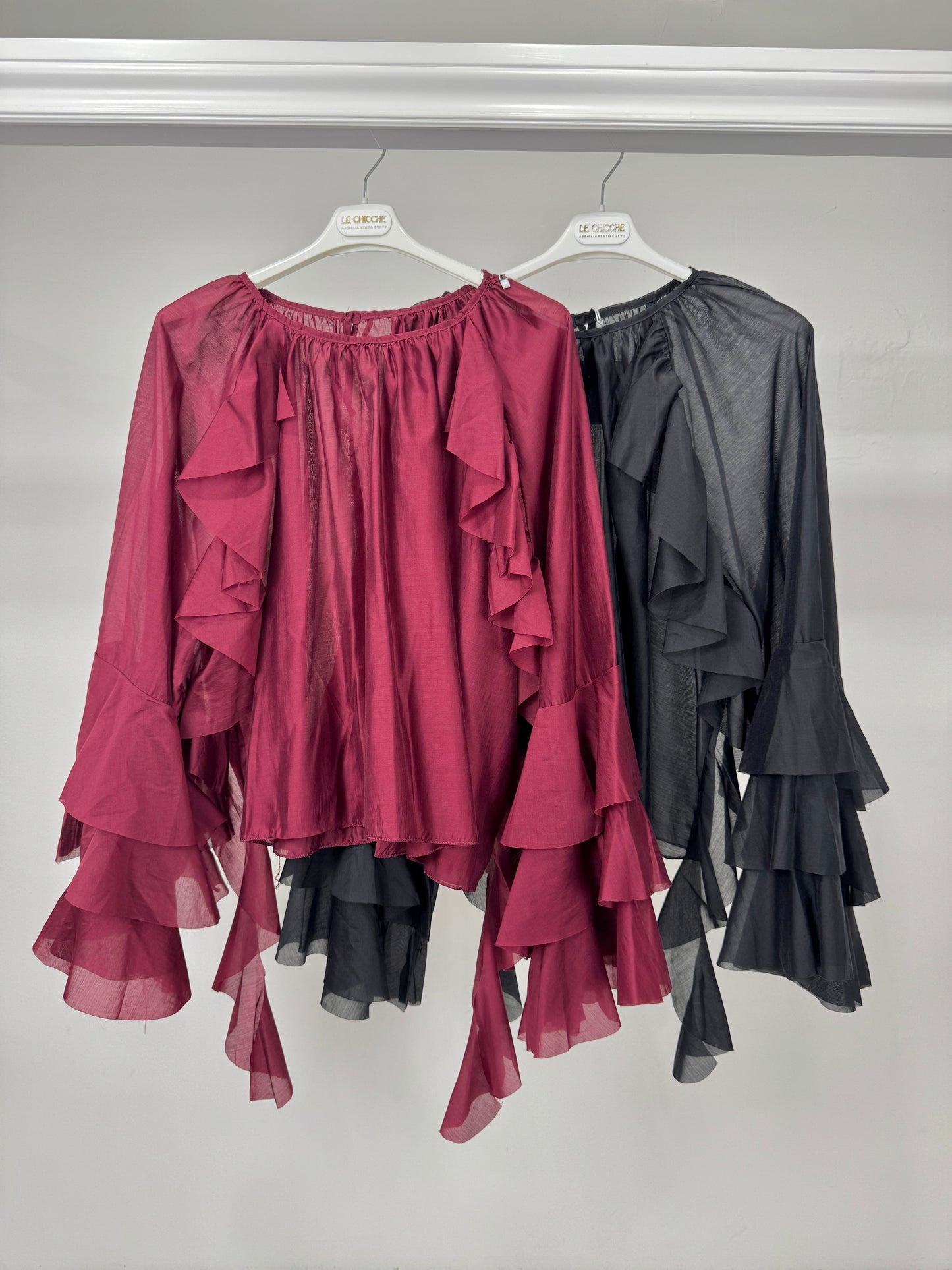 Casacca voile manica balze - tinta unita