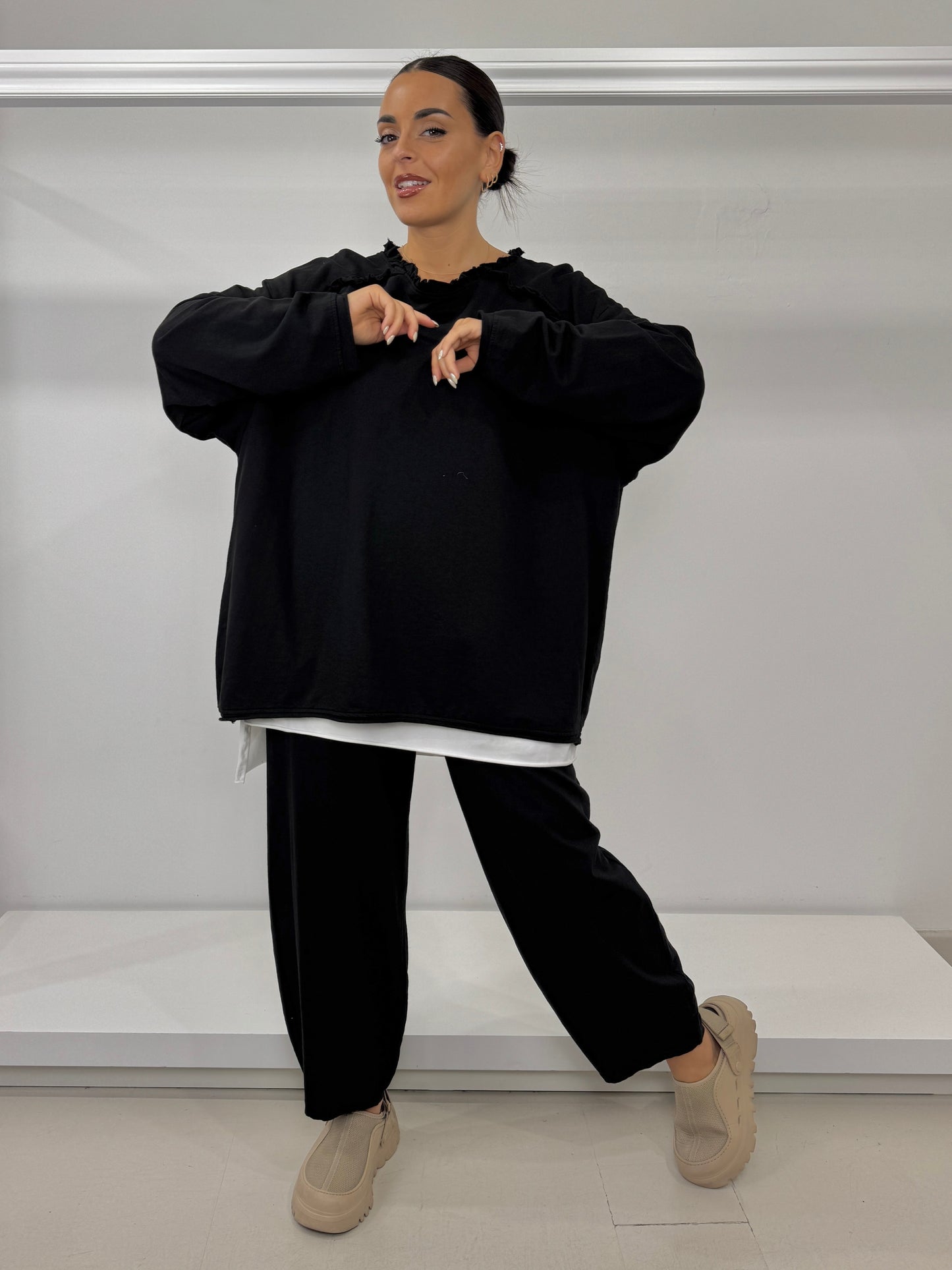 XXLAFEMME Pantalone garzato ovetto