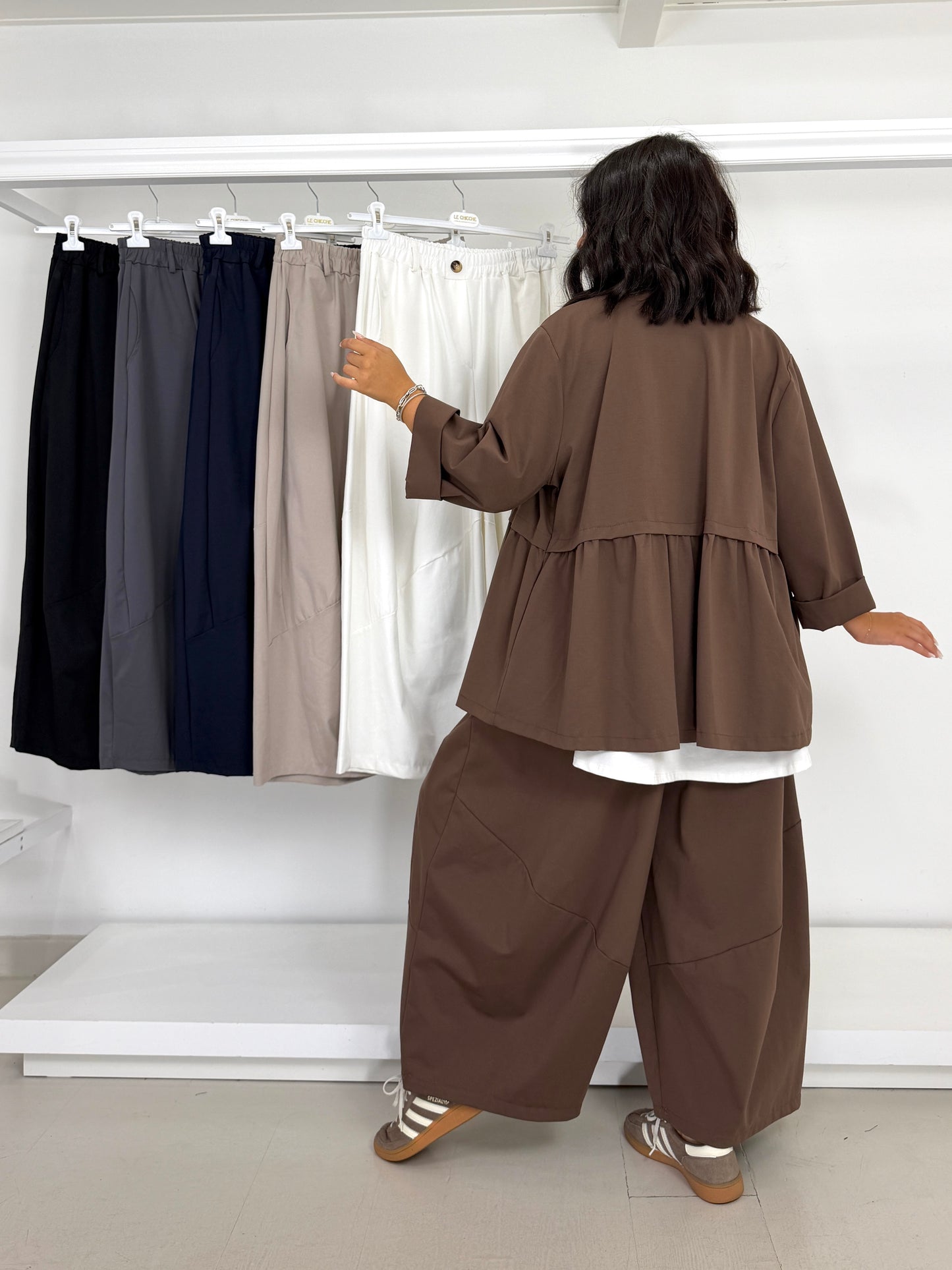 Pantalone gamba larga in punto roma