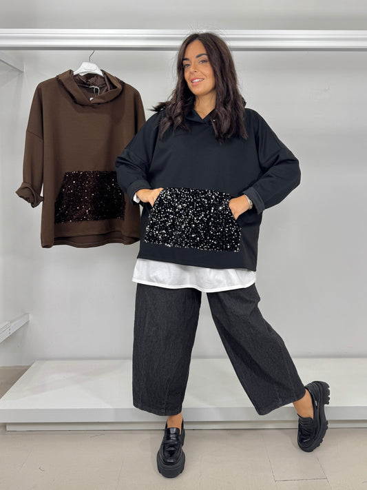 Maglia con tasca paillettes