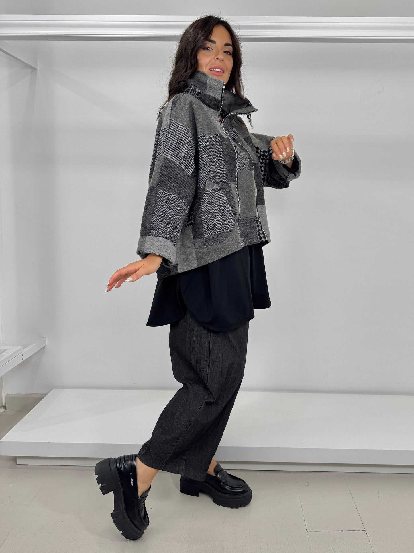 Giacca due cerniere patchwork