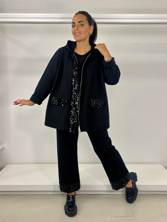 DOLCEMENTE CURVY Giacca paillettes con cappuccio