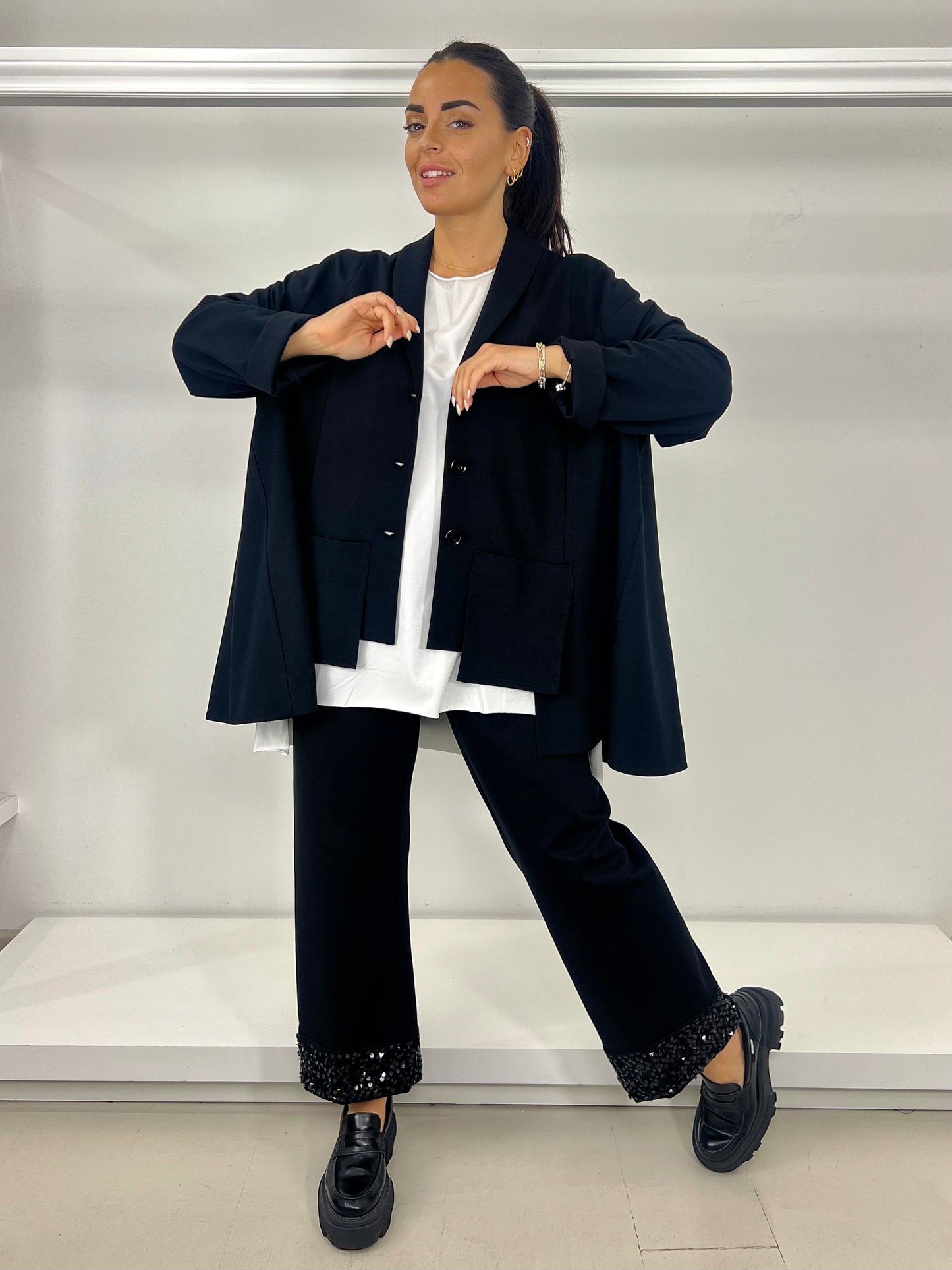 XXLAFEMME Giacca punto milano trapezio