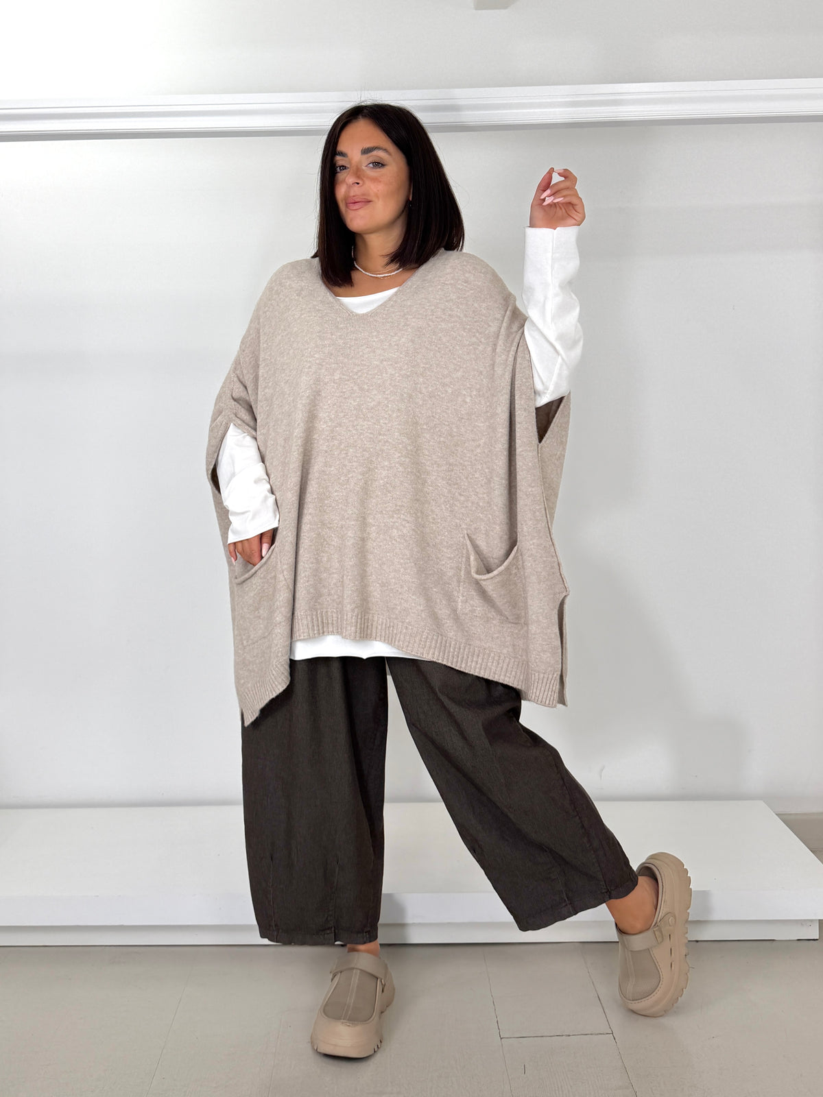 Pantalone effetto jeans a ovetto