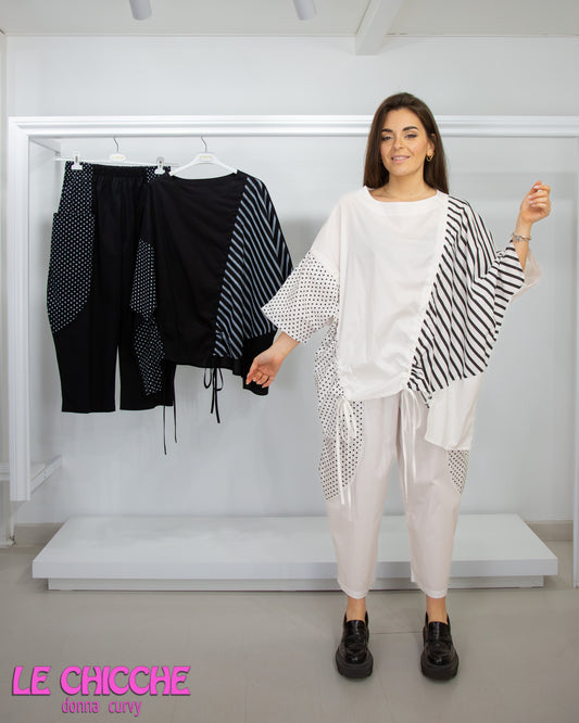 Casacca cotone leggero bolli e righe