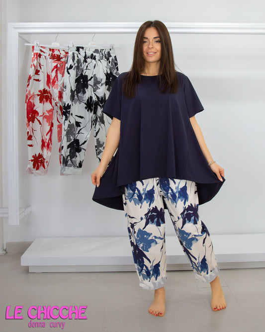 Pantalone over cotone leggero fantasia