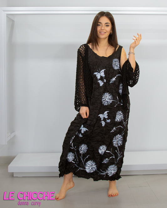 Cardigan crop filo di cotone con nodo