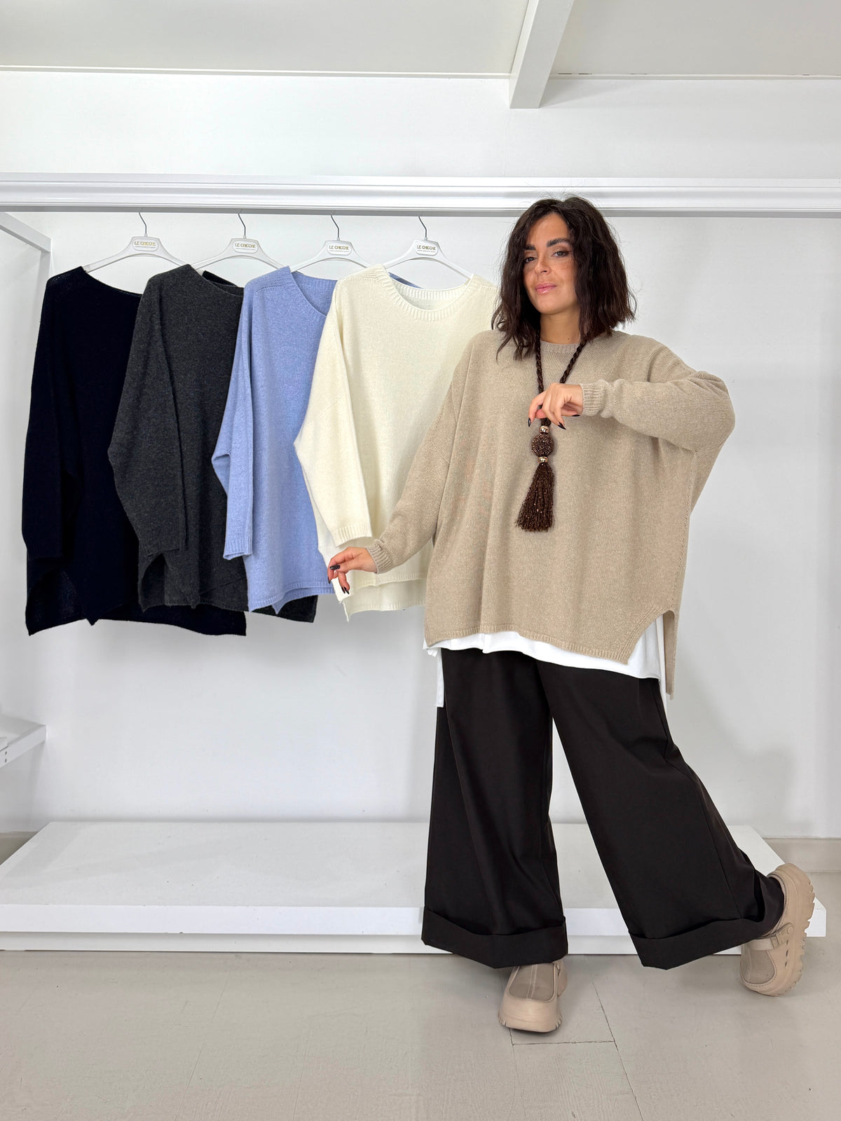 Pullover lana e cachemire con spacchi