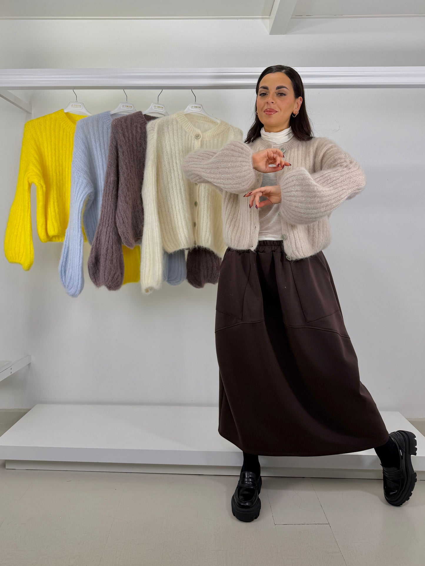 Cardigan manica a fiaschetto