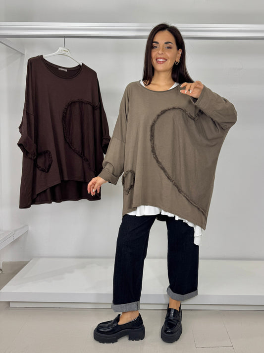 Maglia garzata cuori