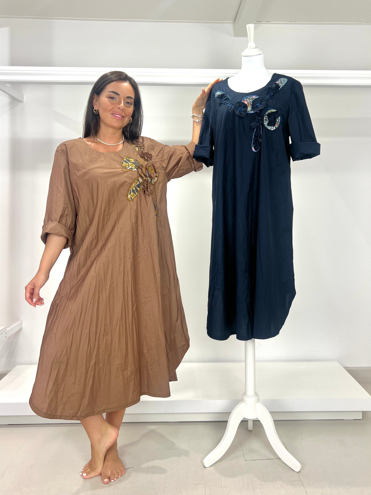CURVY & OVER Abito cotone ricamo a mano