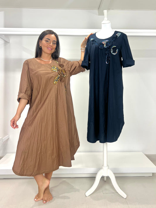 CURVY & OVER Abito cotone ricamo a mano